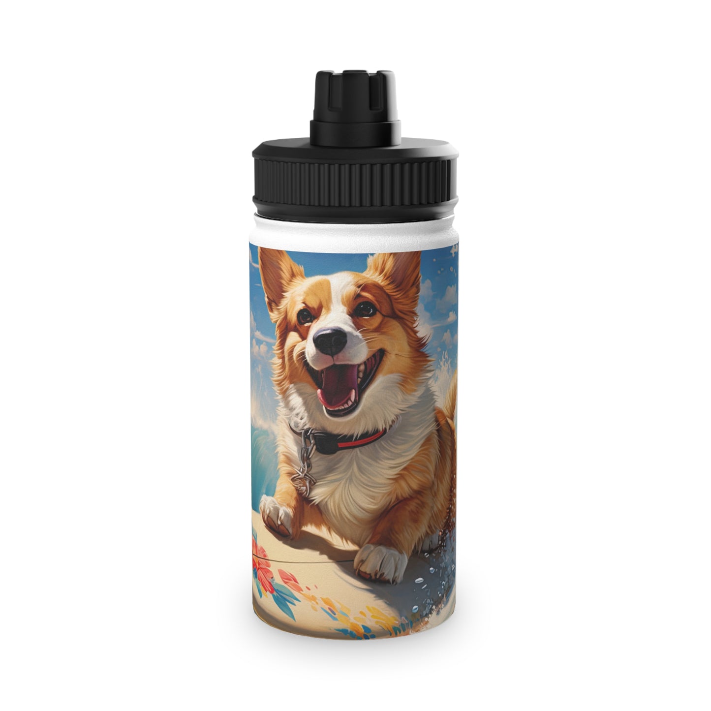 Cowabunga Corgi - Water Bottle with Sport Lid