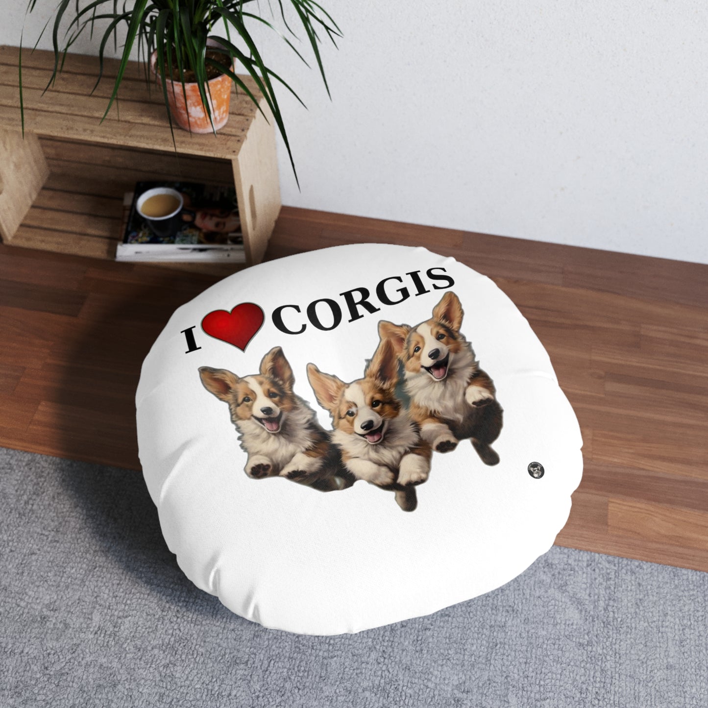 I Heart Corgis in White - Floor Pillow