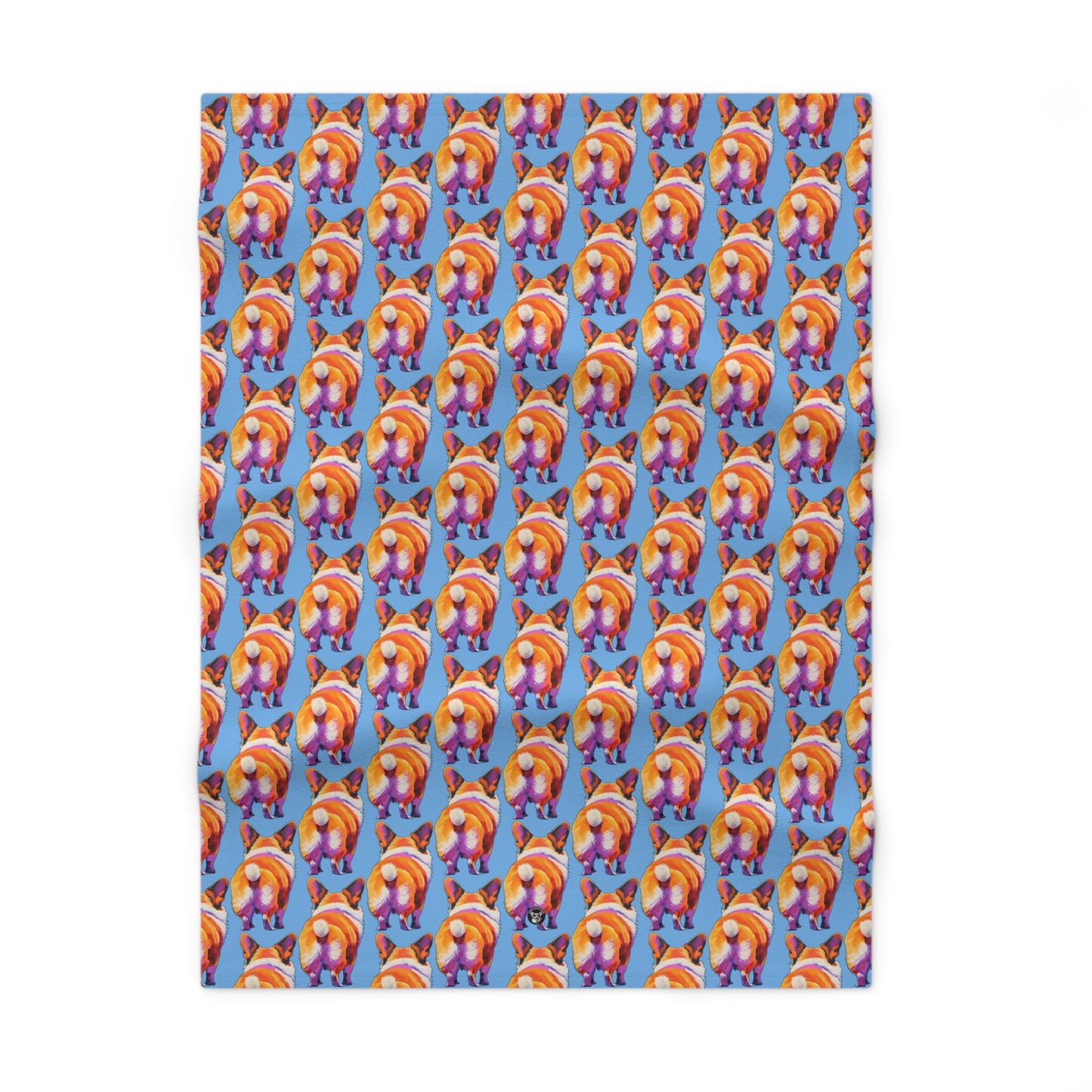 Corgi Butt Mosaic in Blue - Baby Blanket