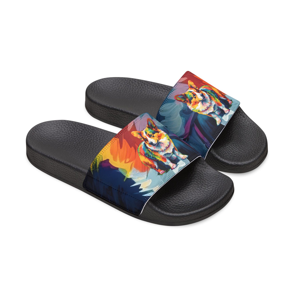 Scouter Corgi Watercolor Women's Casual Slide Sandals - Pool & Beach Slides