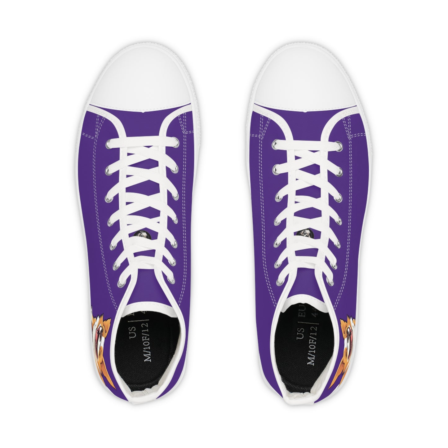 Jolly Jiggling Corgi Men's High Top Casual Purple Canvas Sneakers
