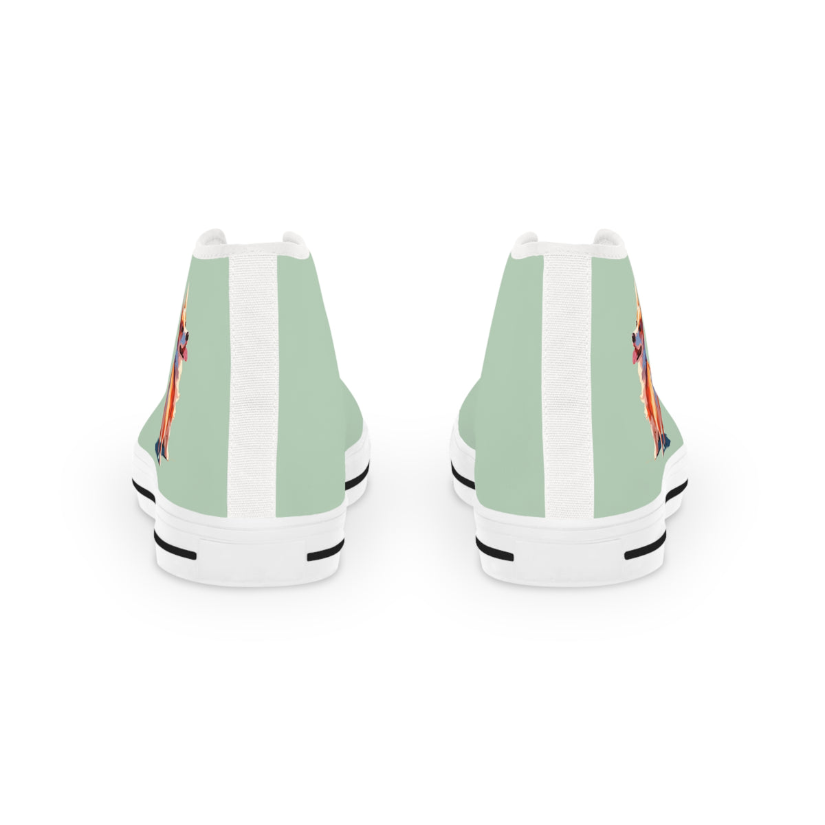 Corgi Classico Men's High-Top Sneakers - Watercolor Wiggler on Momo Mint Canvas with Flaxen Fawn Fur-Effect Tongues