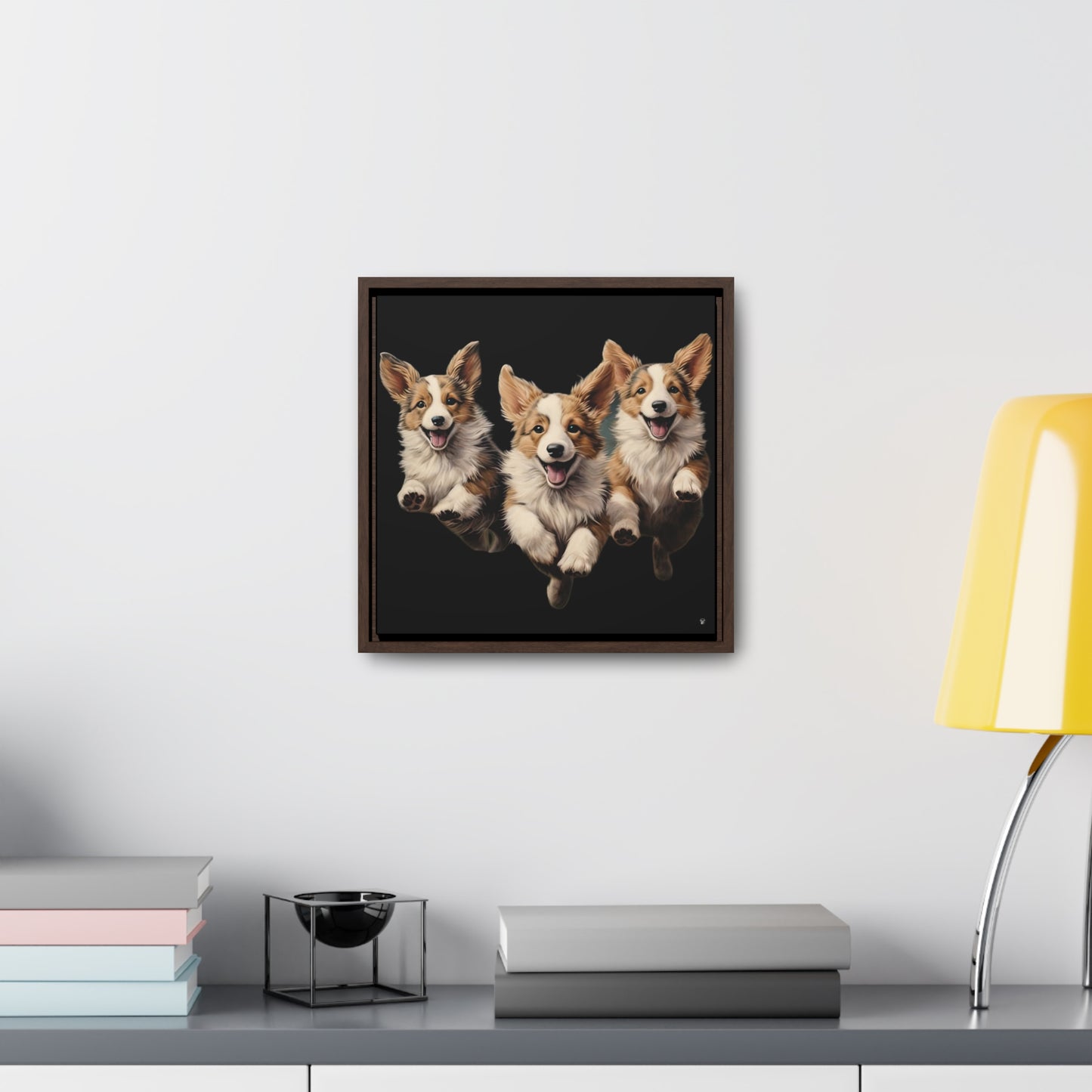 Corgi Enthusiasm - Framed on Canvas