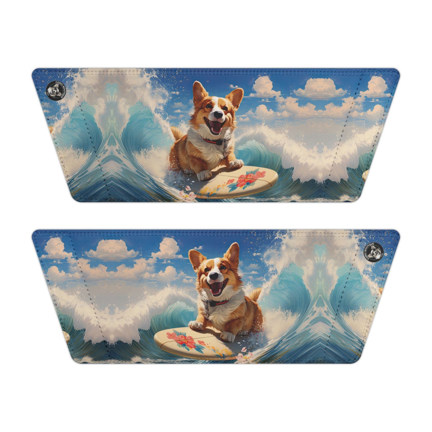 Cowabunga Corgi Big Blue Ocean Wave Women's Slide Sandals - Casual Pool & Beach Slides