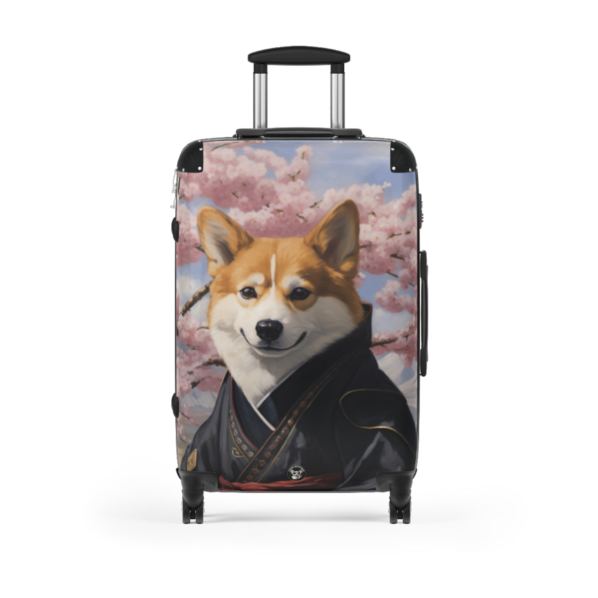 Samurai Corgi Travel Suitcases – Japanese Theme with Cherry Blossom Design Rolling Luggage