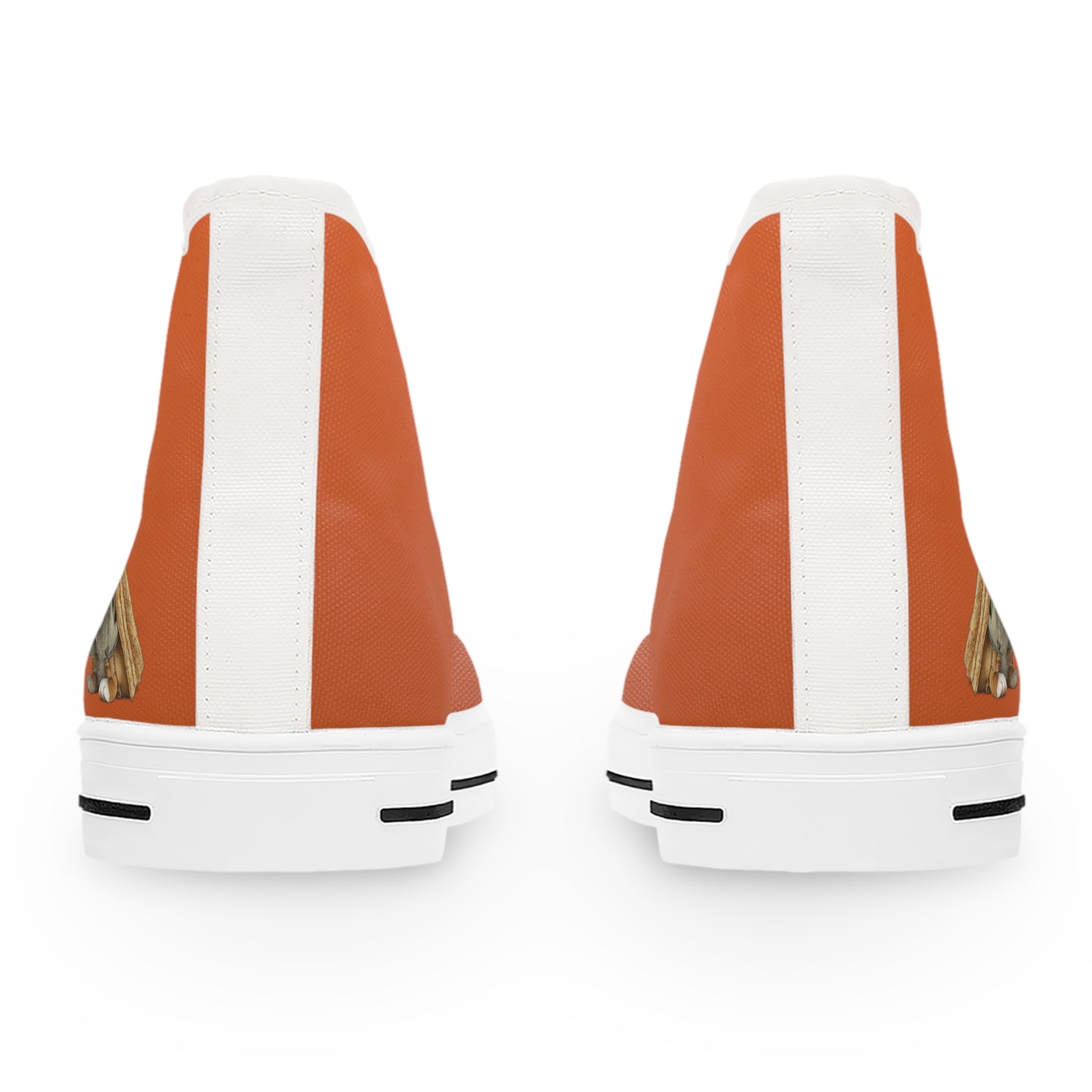 Prince Corgi Burnt Orange Women's High-Top Casual Canvas Sneakers with Royal Artwork