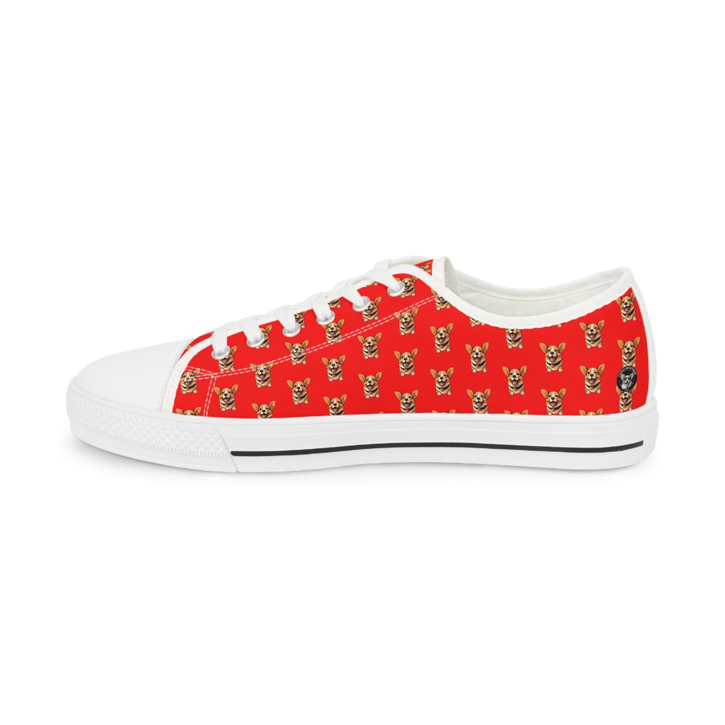 Puppy Love Red Smiling Corgi Pattern Men's Low Top Casual Canvas Sneakers