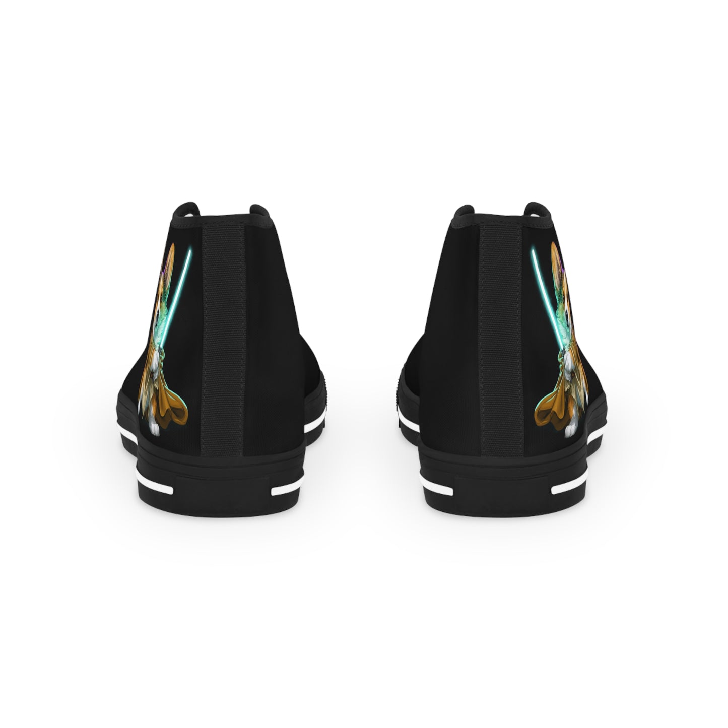 Little Light Knight Corgi Star Warrior Men's High Top Casual Black Canvas Sneakers