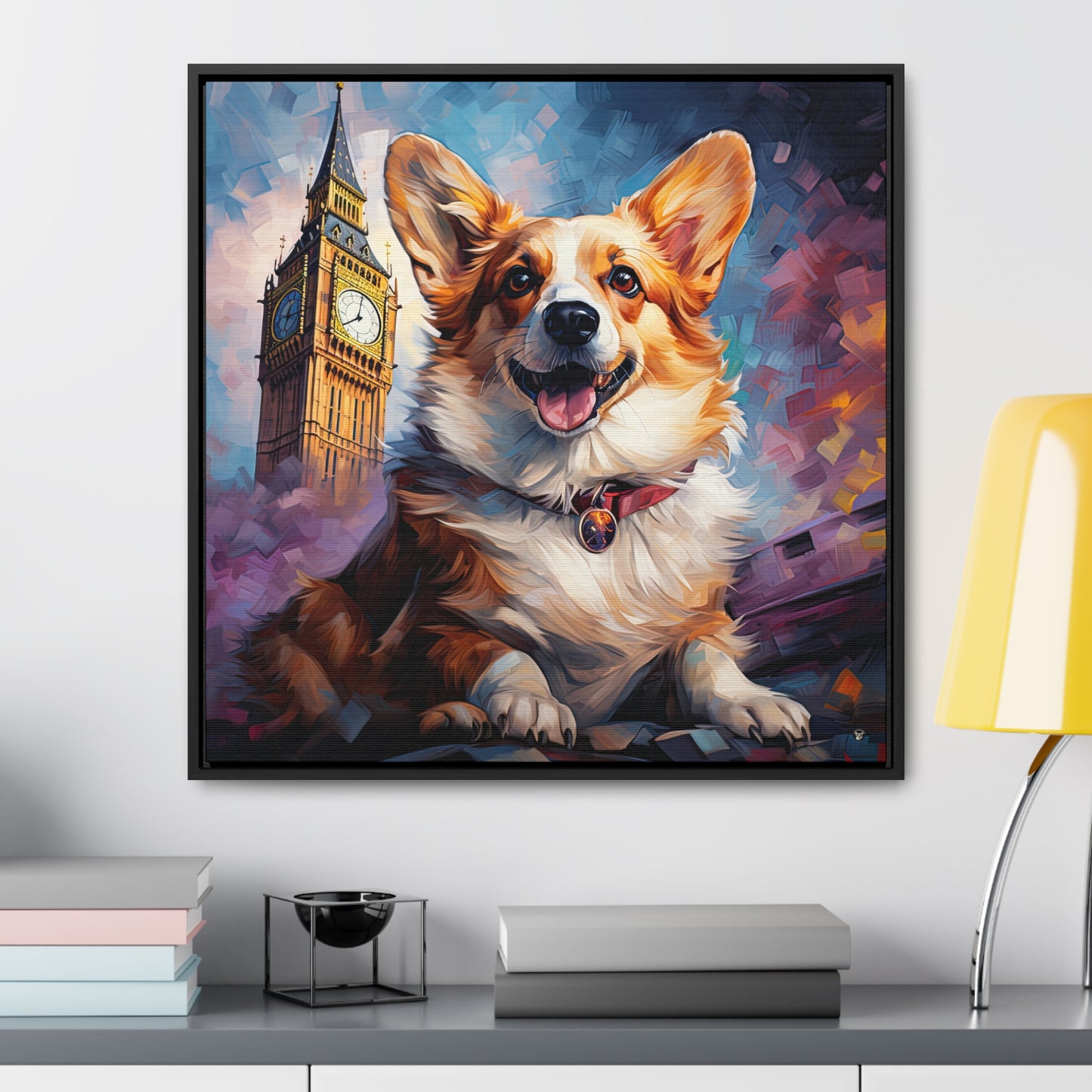 Corgi and Ben - Framed on Canvas