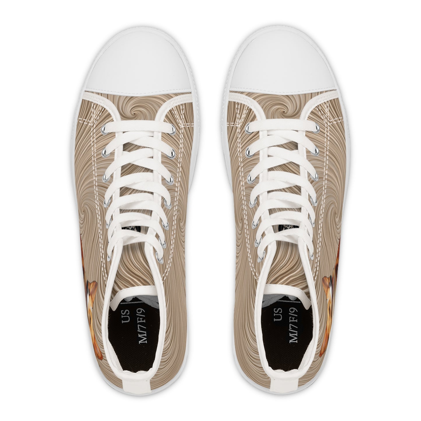 Pembroke Portrait Women's High Top Casual Swirling Tan Sneakers