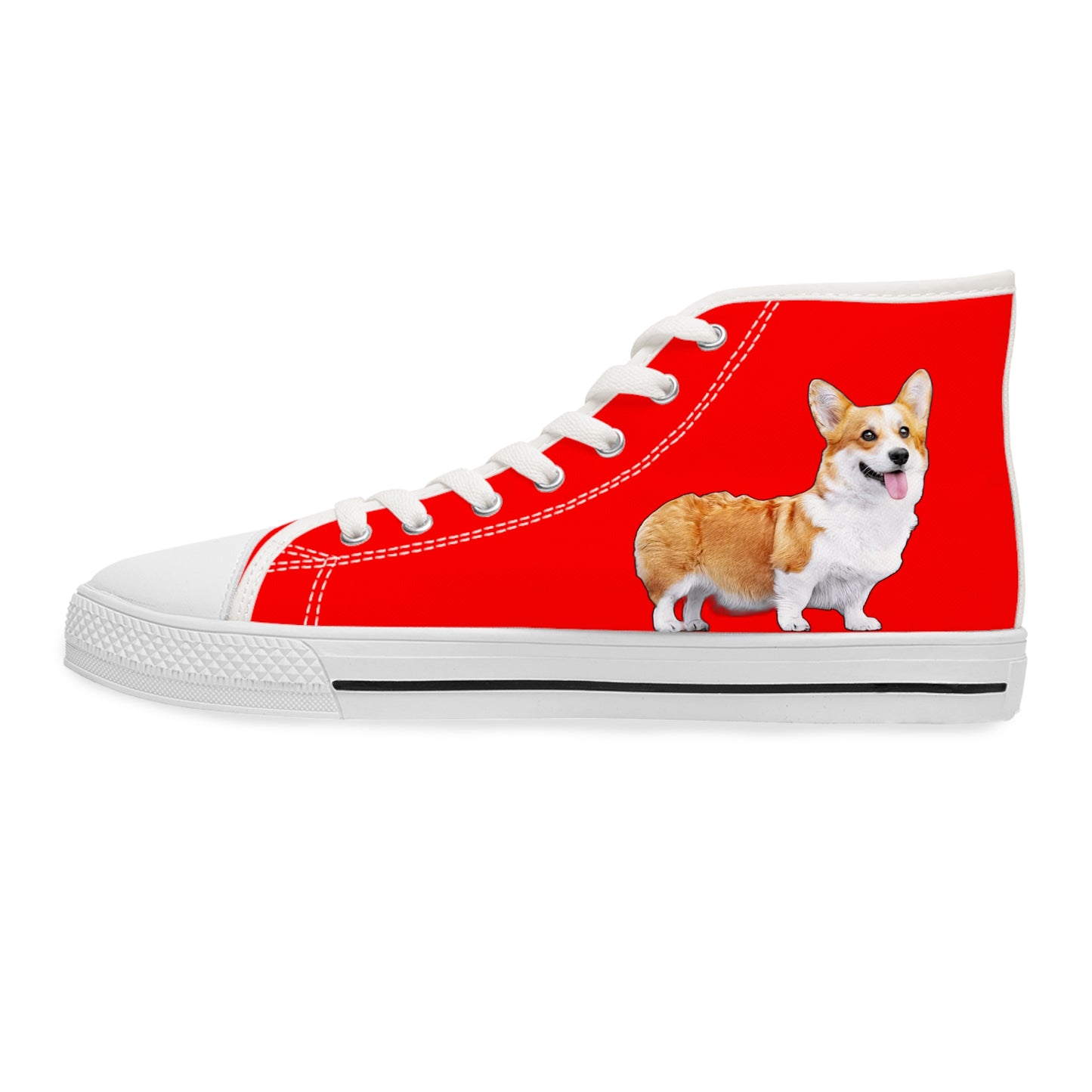 Best in Show Classic Corgi Portrait Women's High Top Sneakers on Red Canvas