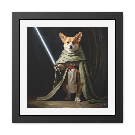 Jedi Corgi Framed Print