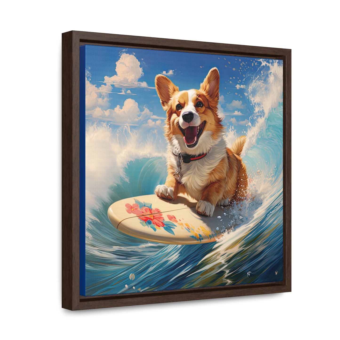 Cowabunga Corgi - Framed on Canvas