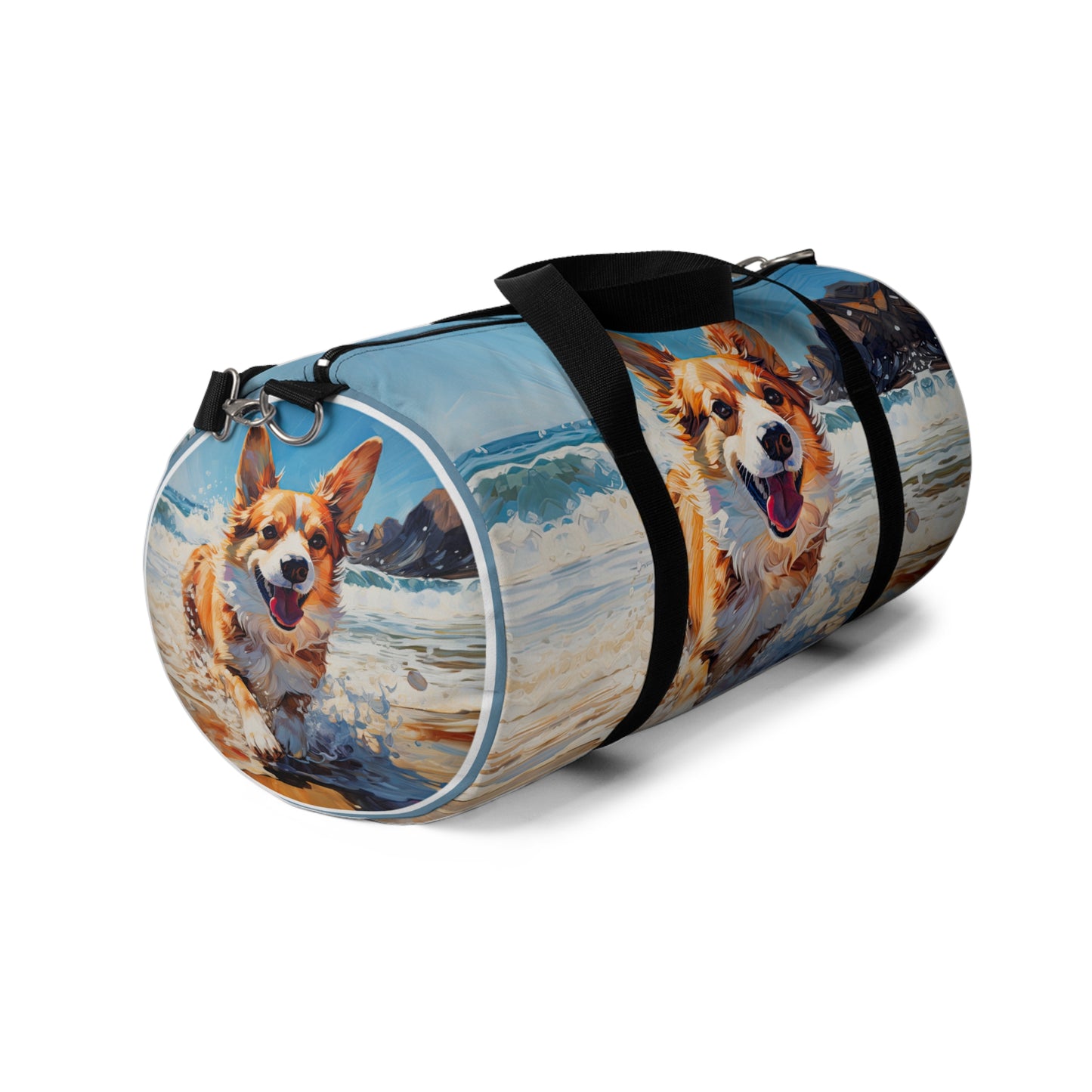 Coastal Corgi Duffel Bag - Fun Beach Themed Corgi Travel Gym Bag