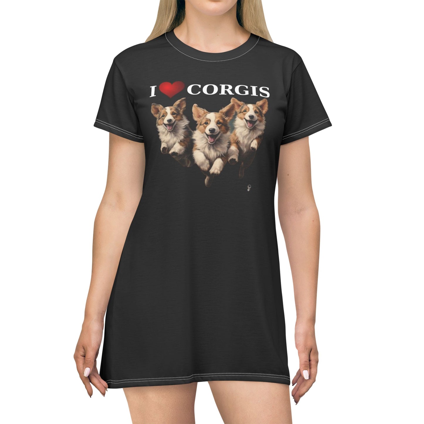 I Heart Corgis Black T-Dress