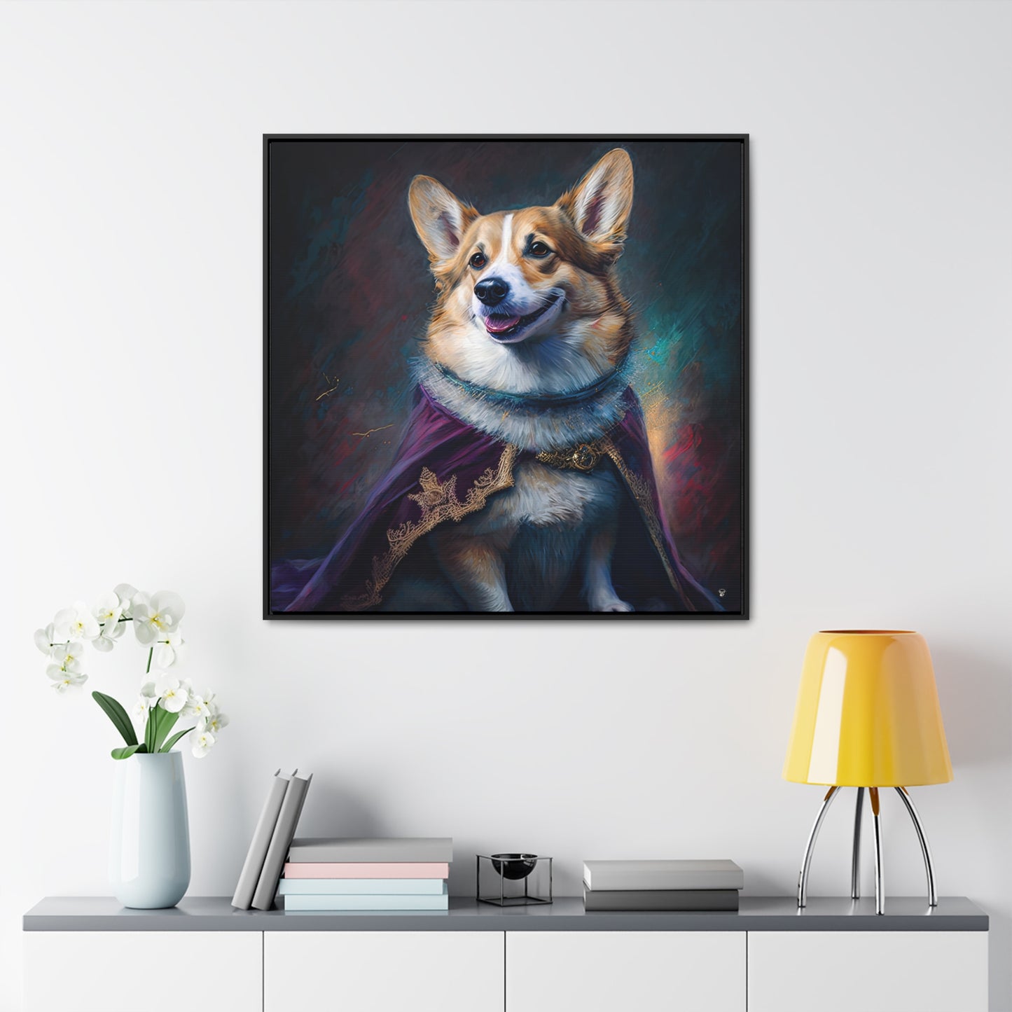 Corgi Royalty - Framed on Canvas