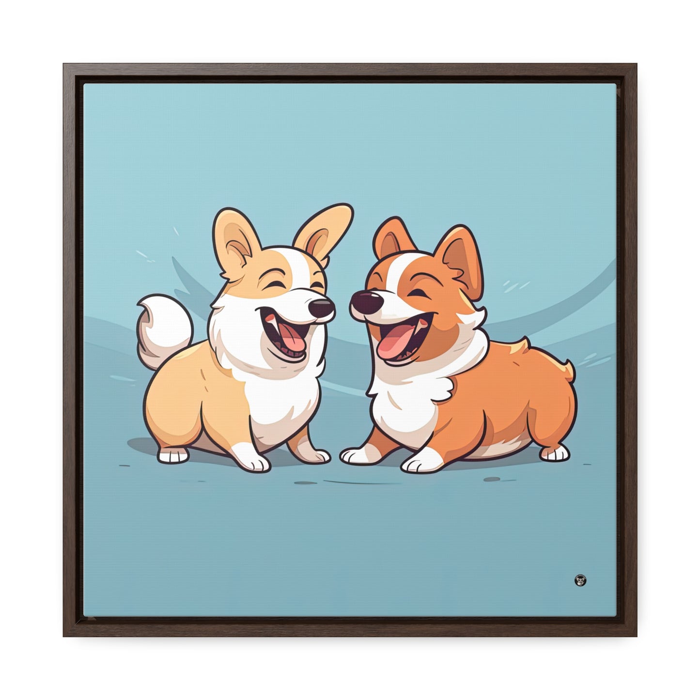 Corgi Couple - Framed on Canvas