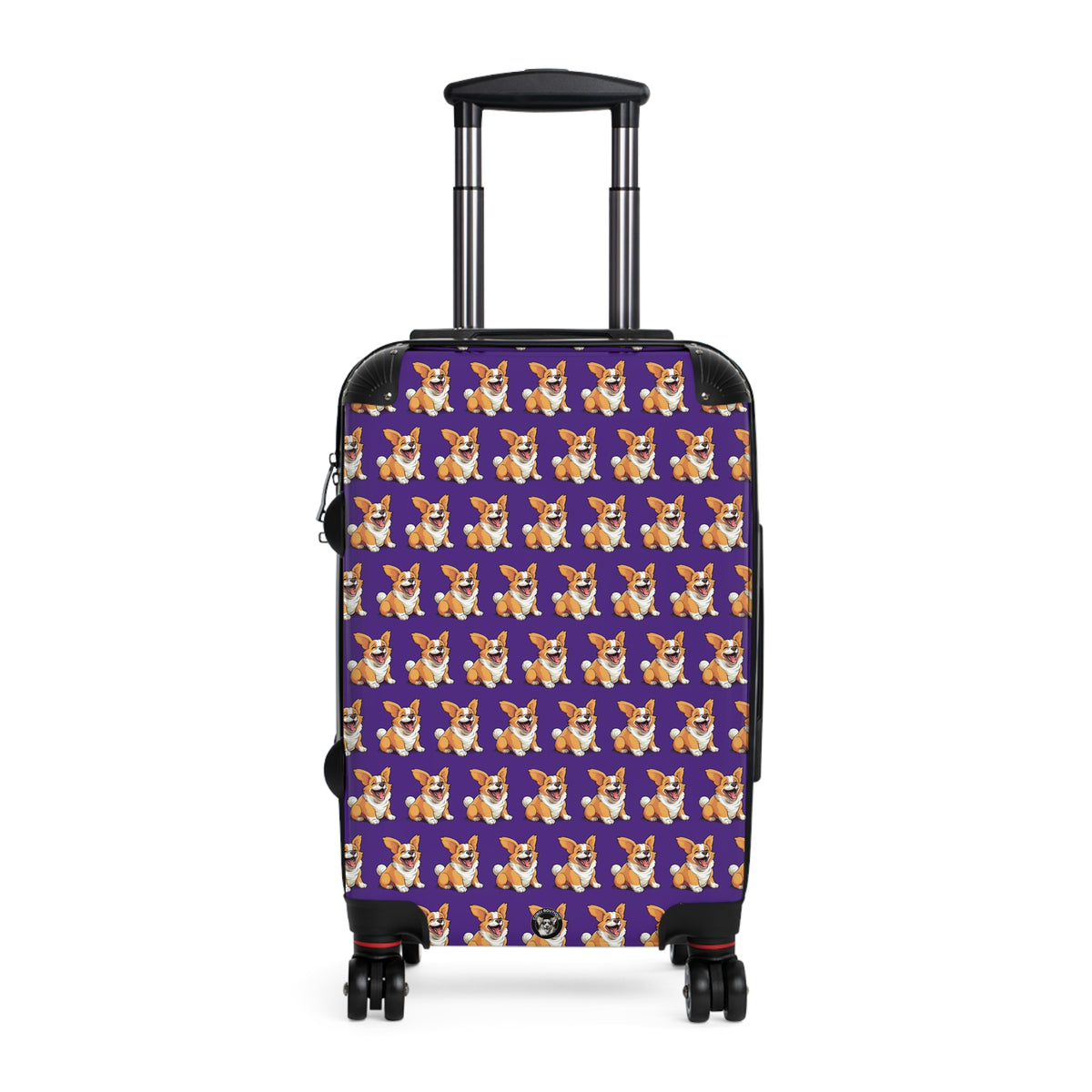 Jolly Jiggling Corgi Pattern Travel Suitcases — Purple Corgi Mosaic Rolling Luggage