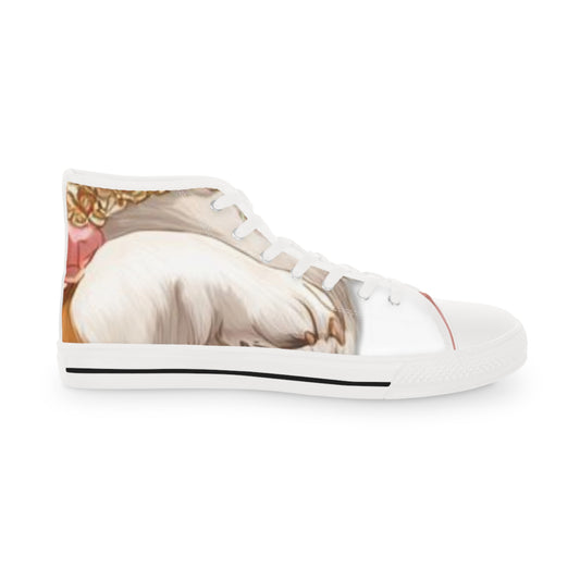 Soft Beg & Blush Corgi Paws High Top Casual Canvas Sneakers for Men