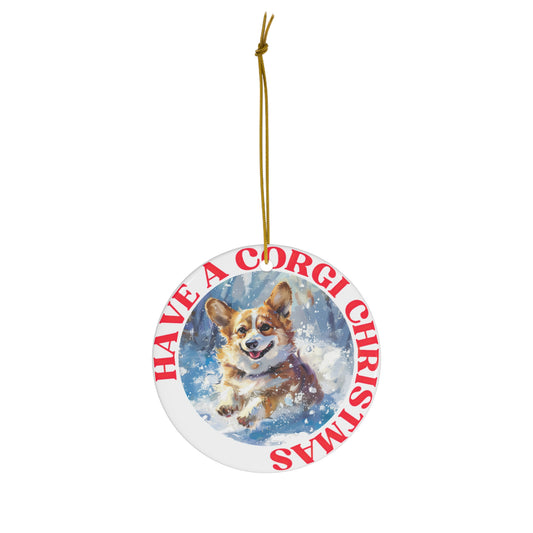 Corgi Christmas - Ceramic Ornament