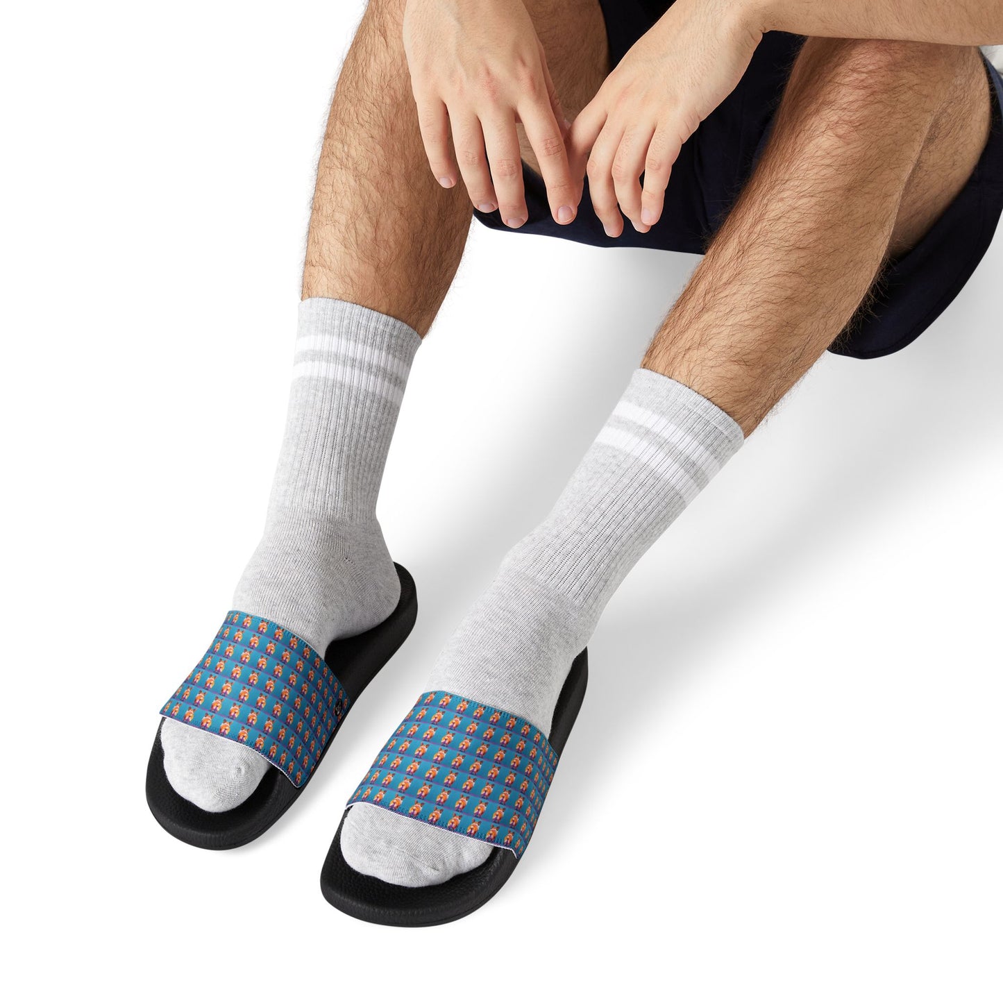 Corgi Butt Mosaic Pattern Men's Slide Sandals - Casual Pool & Beach Slides