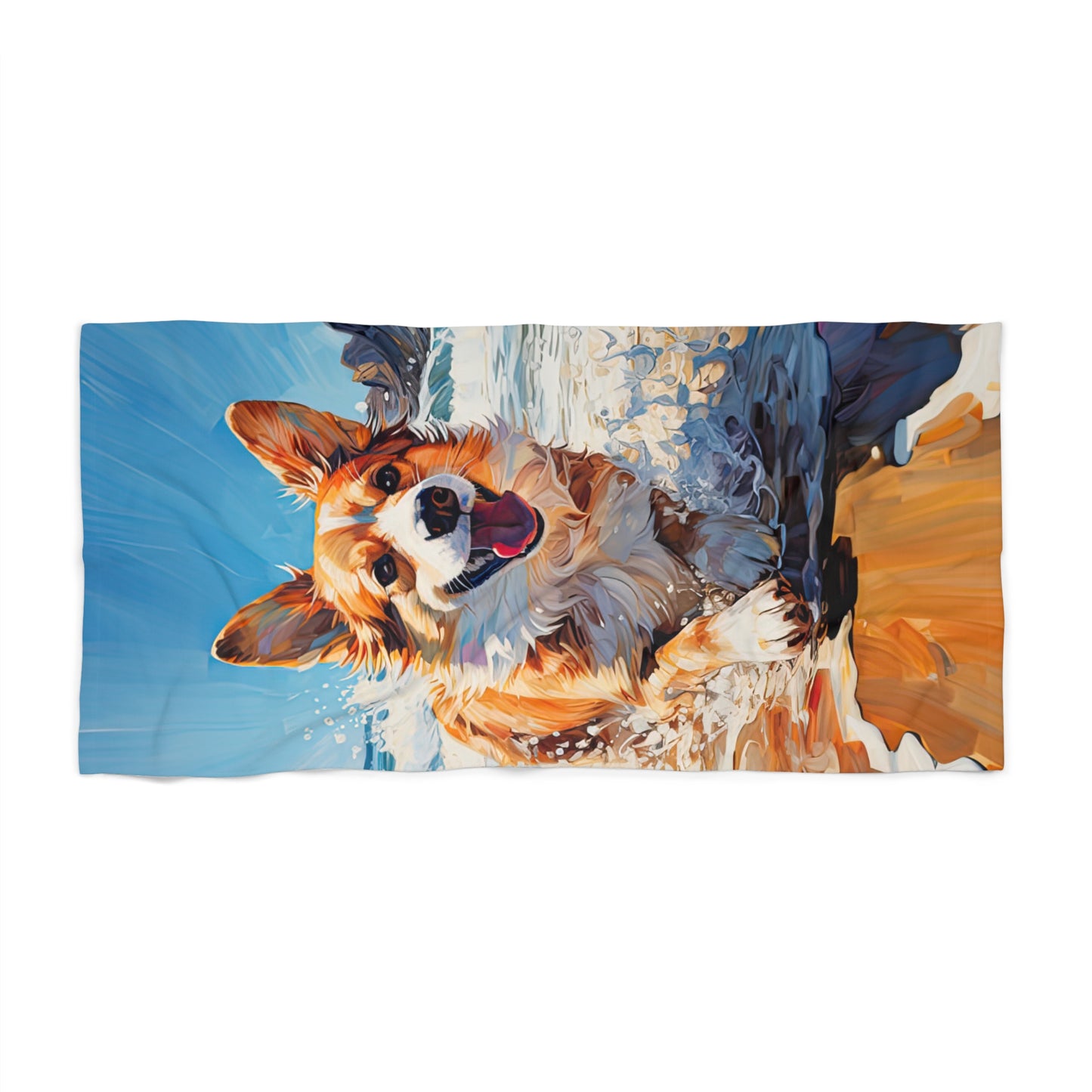 Coastal Corgi Beach Towel