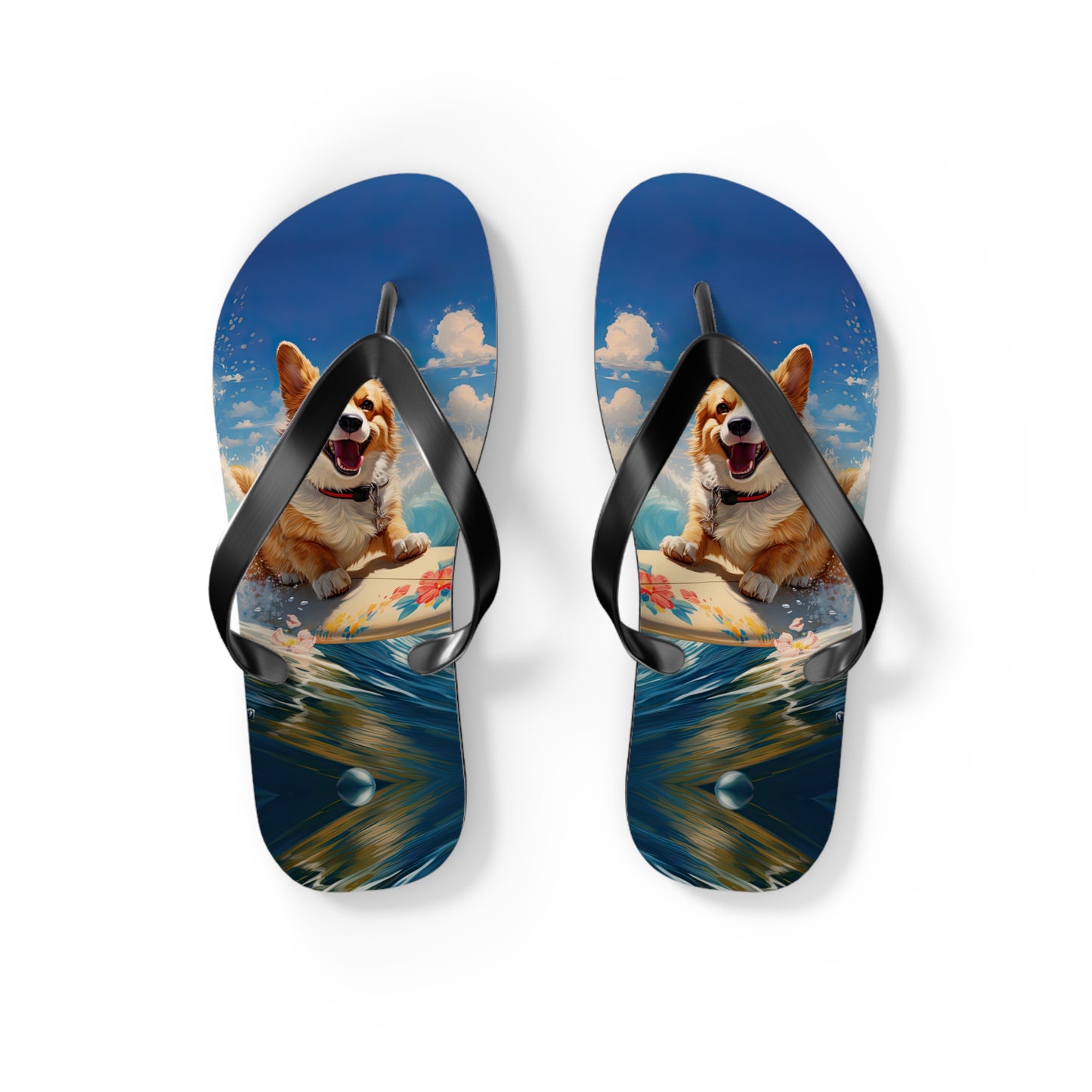 Cowabunga Corgi Flip-Flops