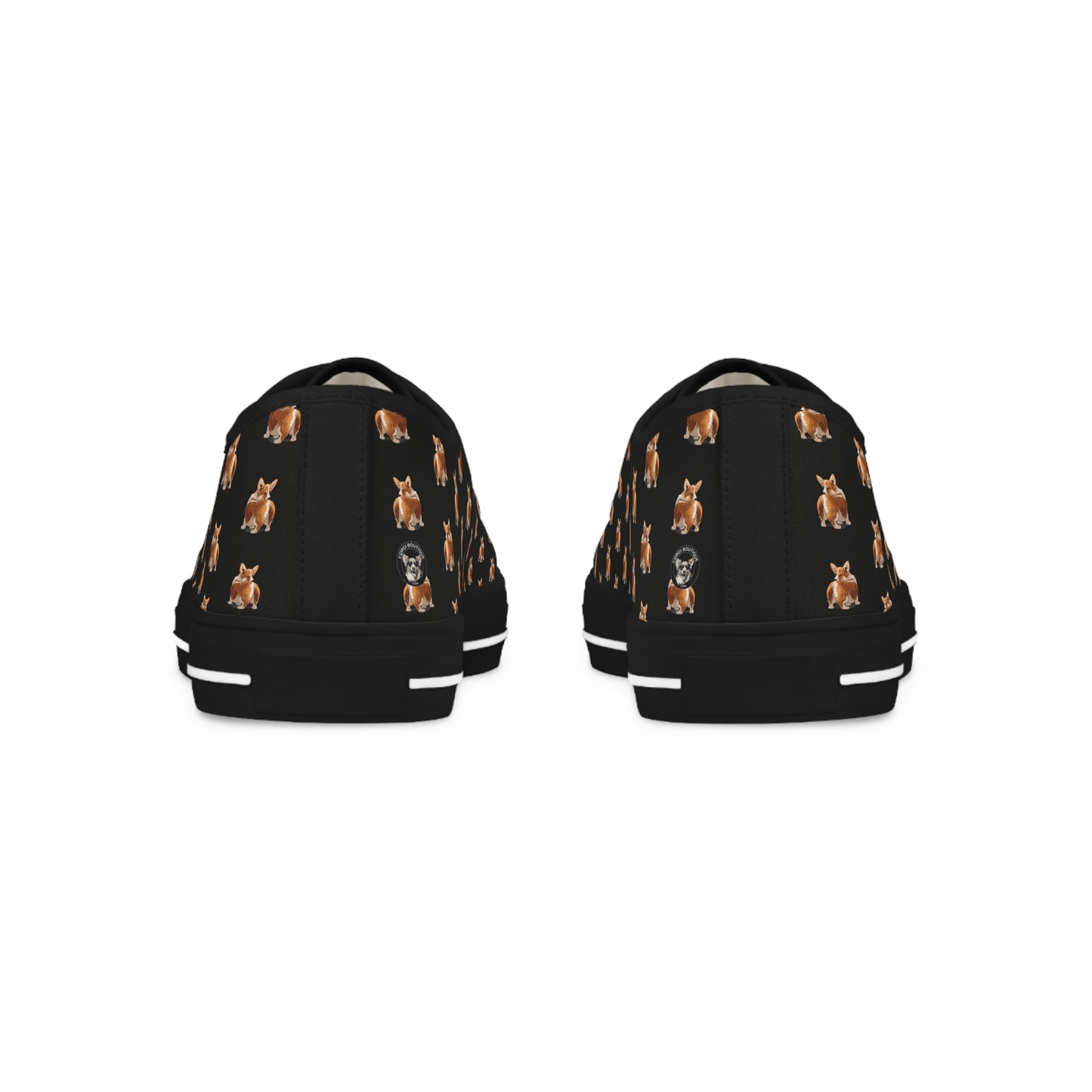 Corgi Contempt Mosaic Pattern Men’s Low Top Casual Black Canvas Sneakers