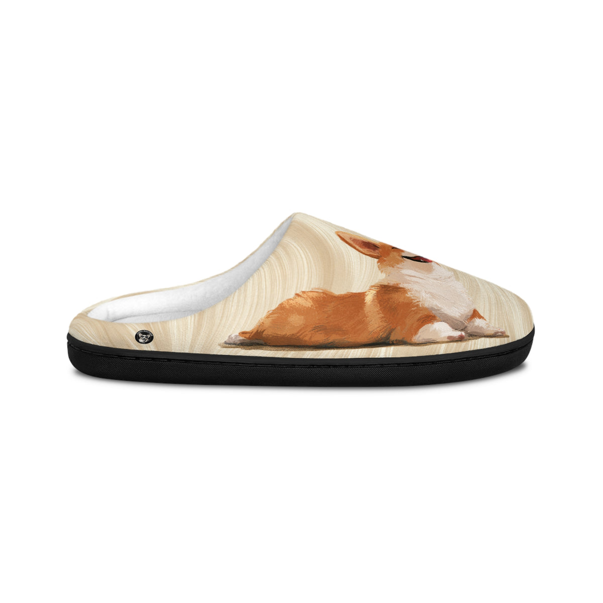 Giddy Sploot Men's Slippers - Creamy Champagne Corgi House Shoes