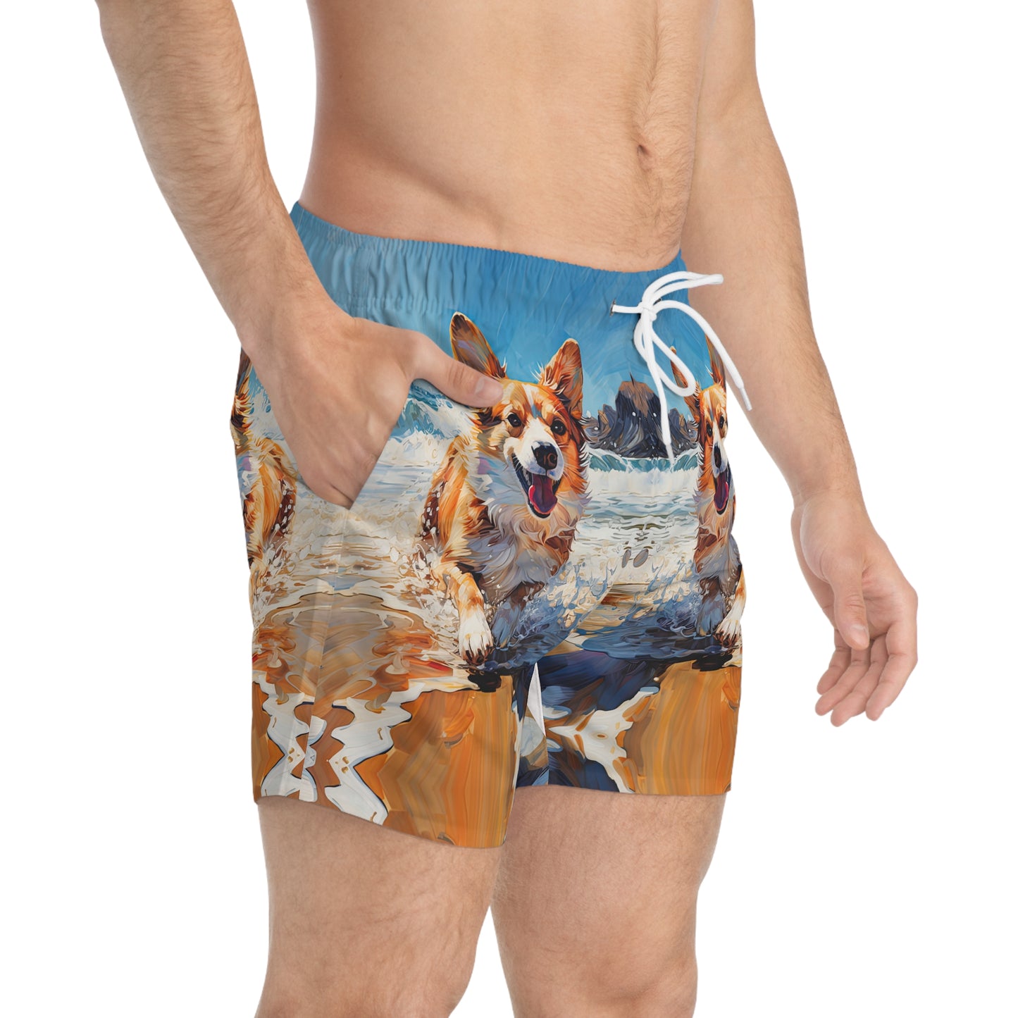 Coastal Corgi Swim Trunks