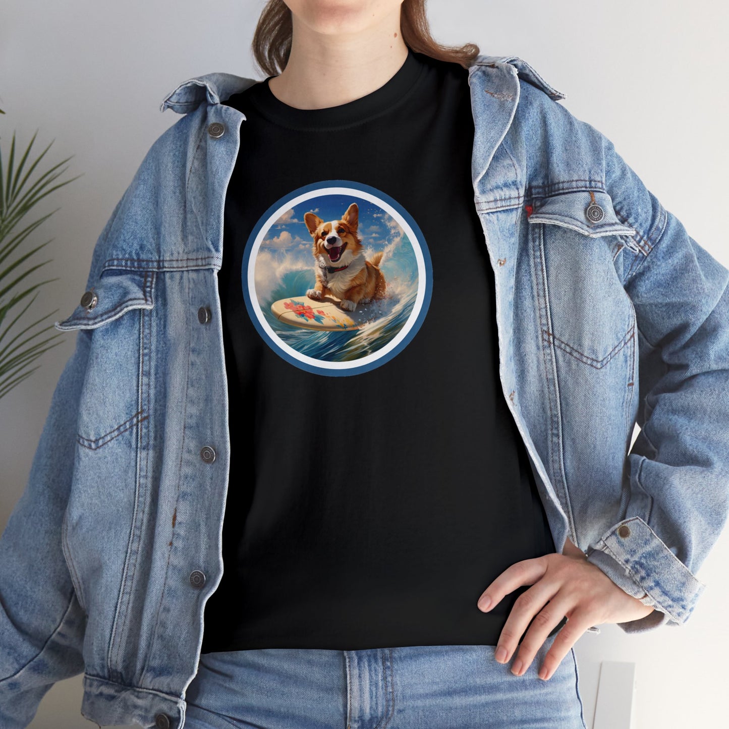 Cowabunga Corgi - Unisex Heavy Cotton Tee