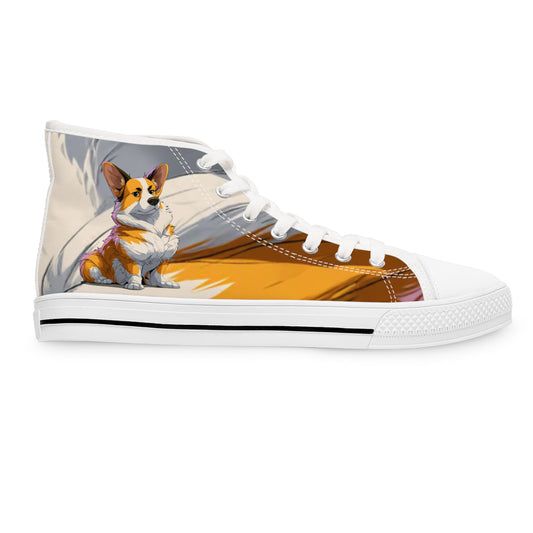 Boss Dog Corgi Artistic Portrait Casual Canvas Multicolor Women's High Top Sneakers