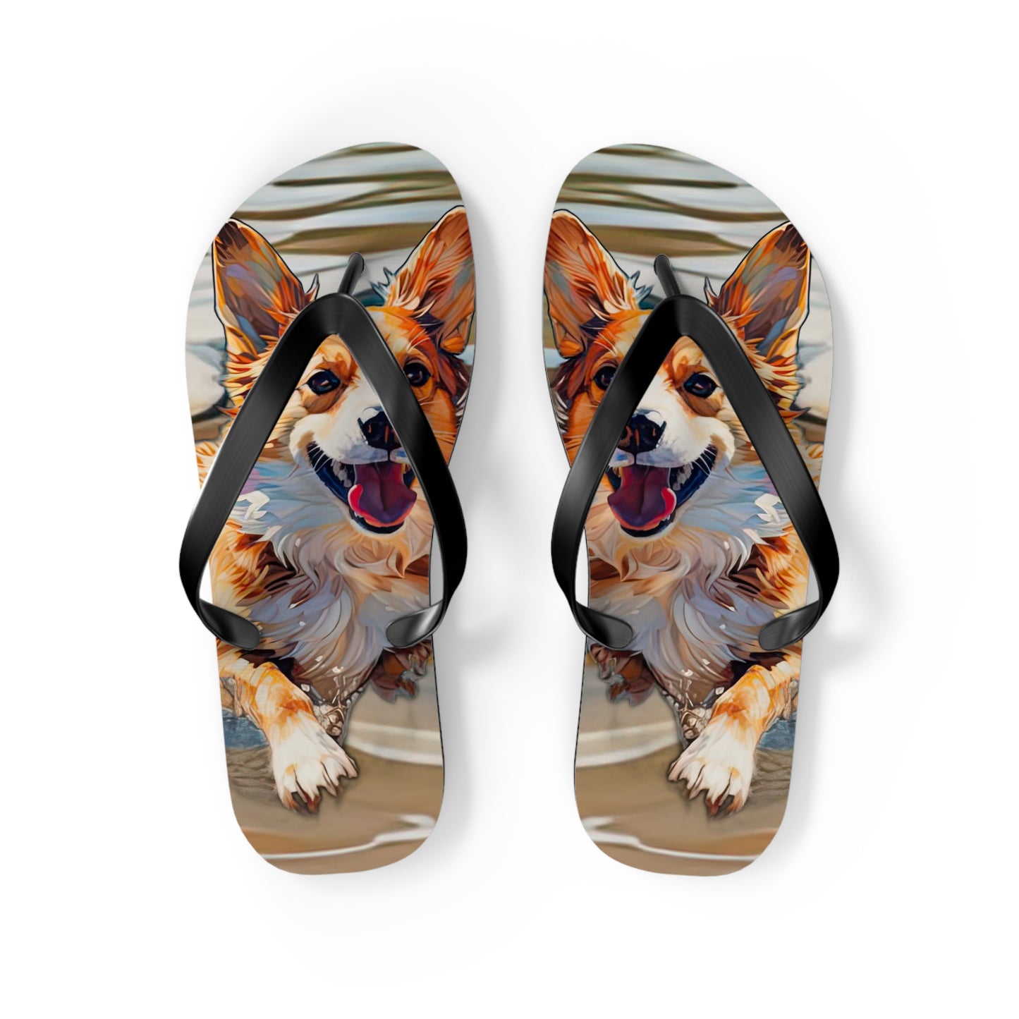 Coastal Corgi Flip-Flops