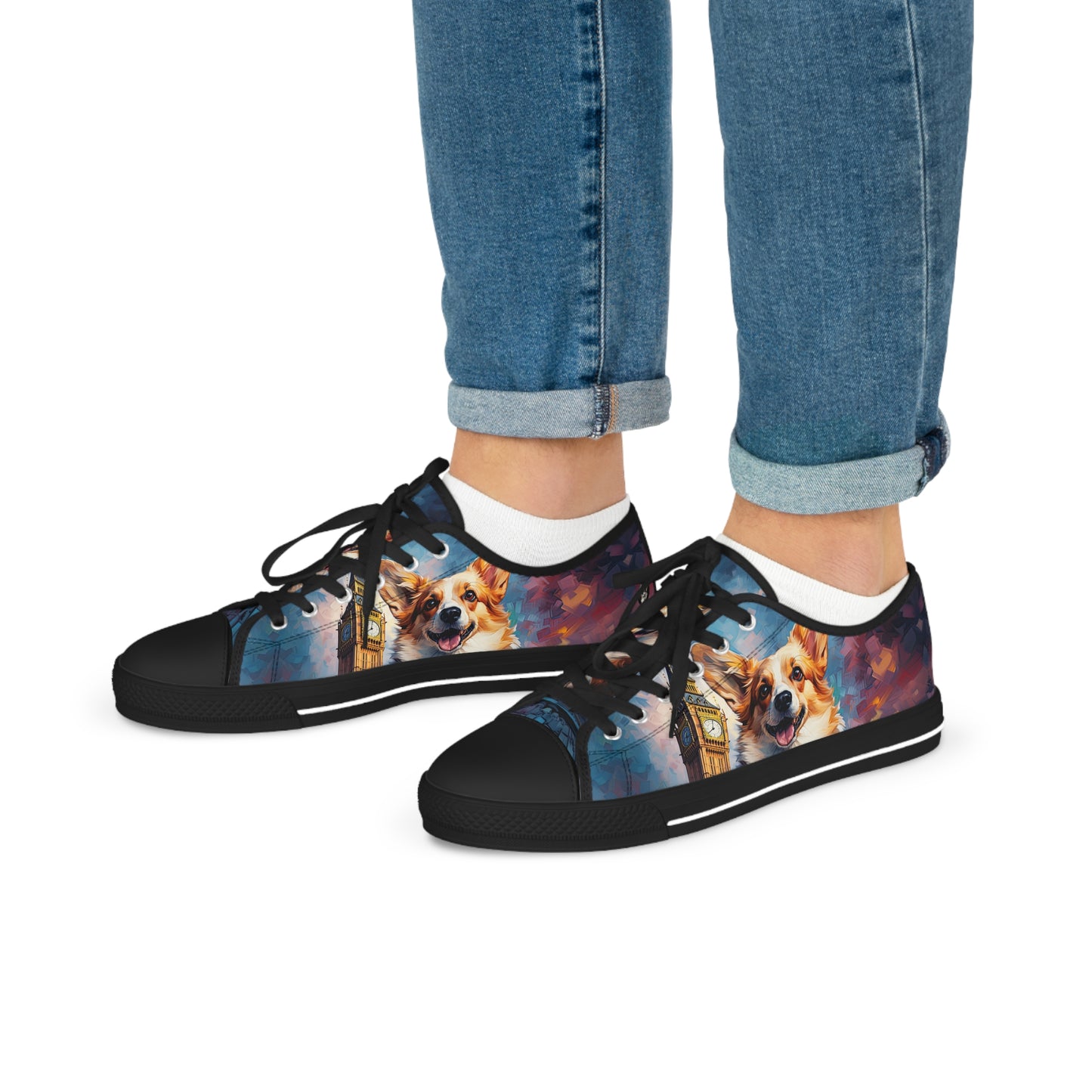 Corgi & Ben London Themed Men's Low-Top Casual Canvas Sneakers