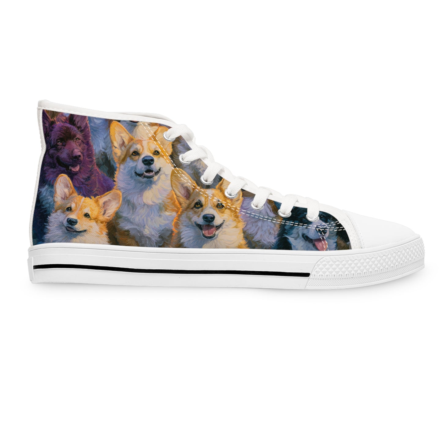 Pearly Gates the Corgis Await Women's High Top Casual Canvas Sneakers
