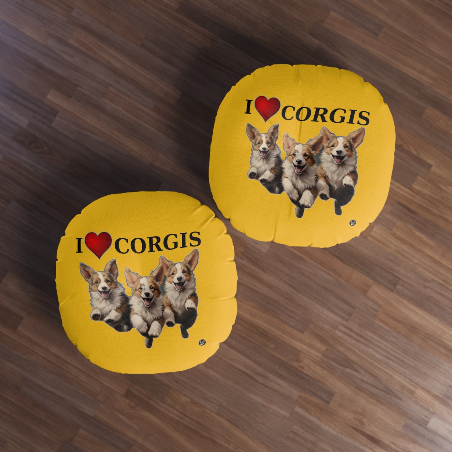 I Heart Corgis in Yellow - Floor Pillow