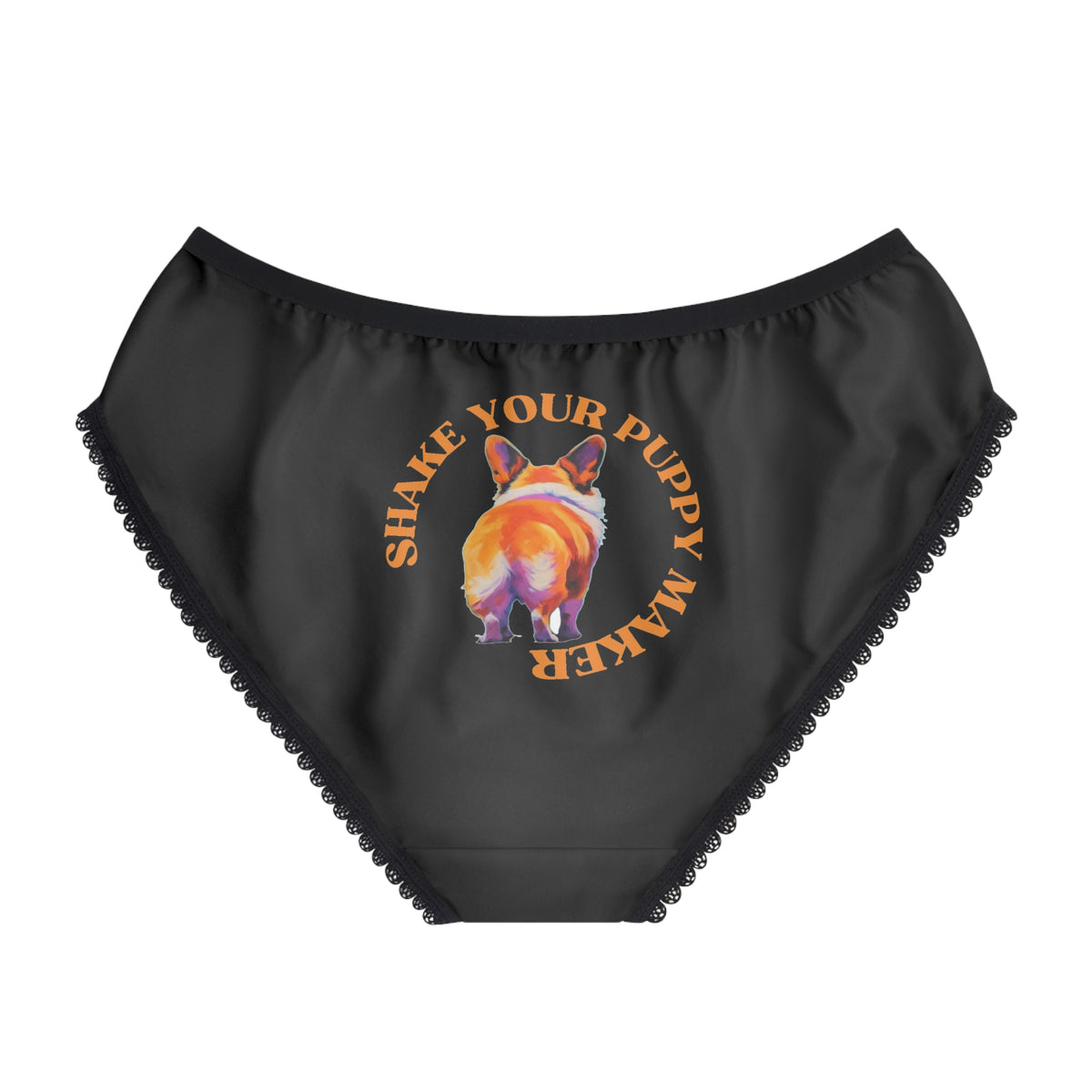 Shake Your Puppy Maker Panties - Funny Black Corgi Undies