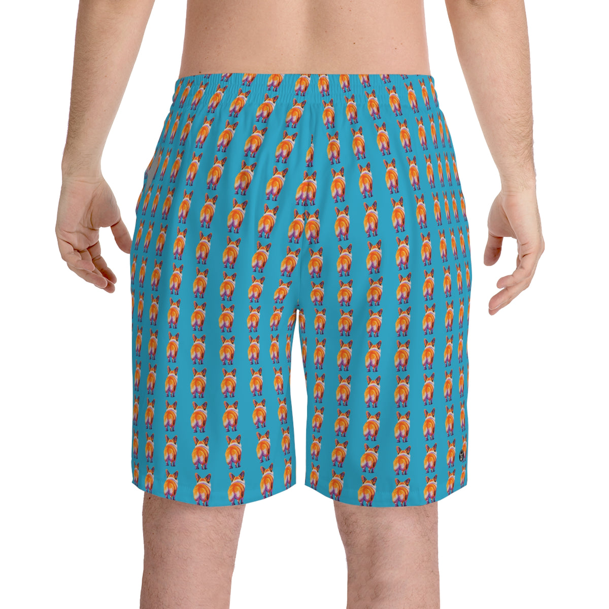 Corgi Butt Stripes Artistic Portrait - Blue Corgi Board Shorts