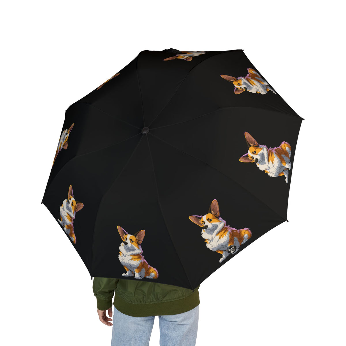 Boss Dog Corgi Compact Foldable Black Umbrella