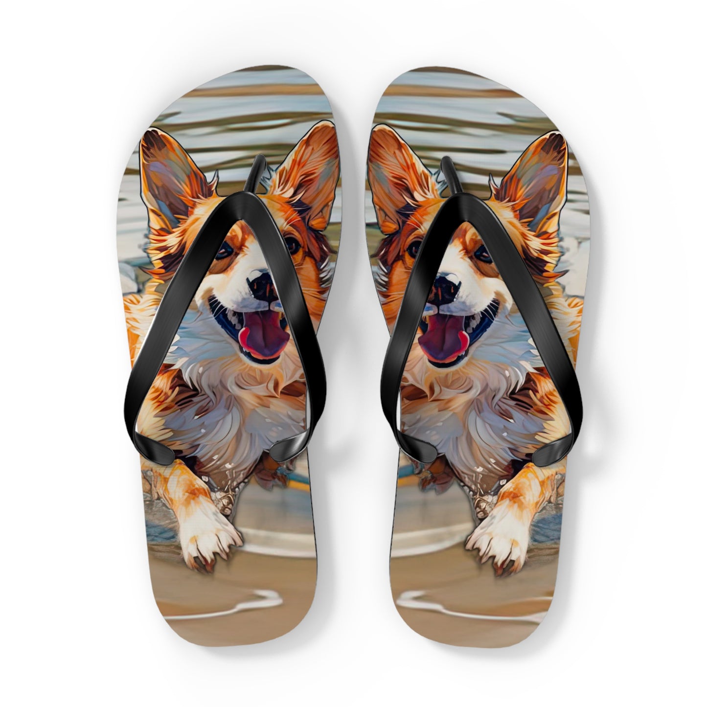 Coastal Corgi Flip-Flops