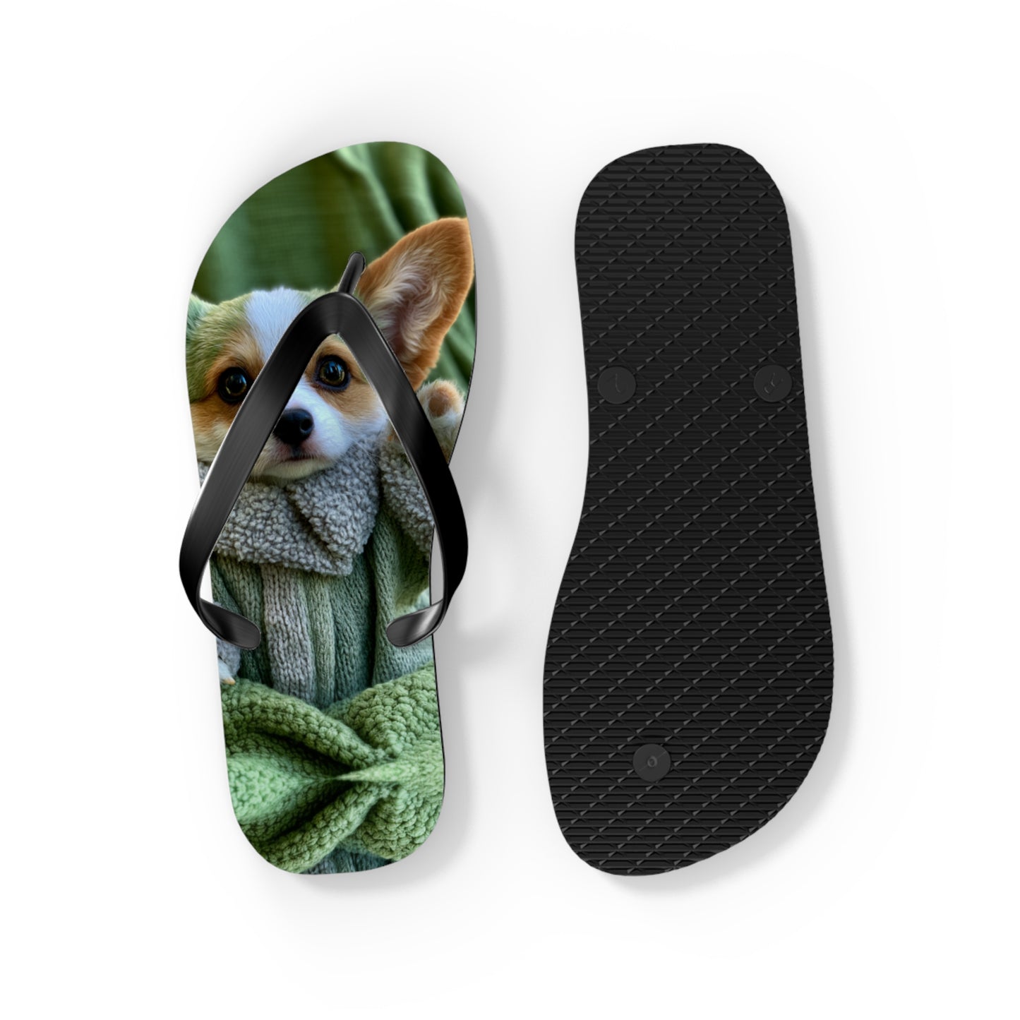 Grogu the Corgi Flip-Flops