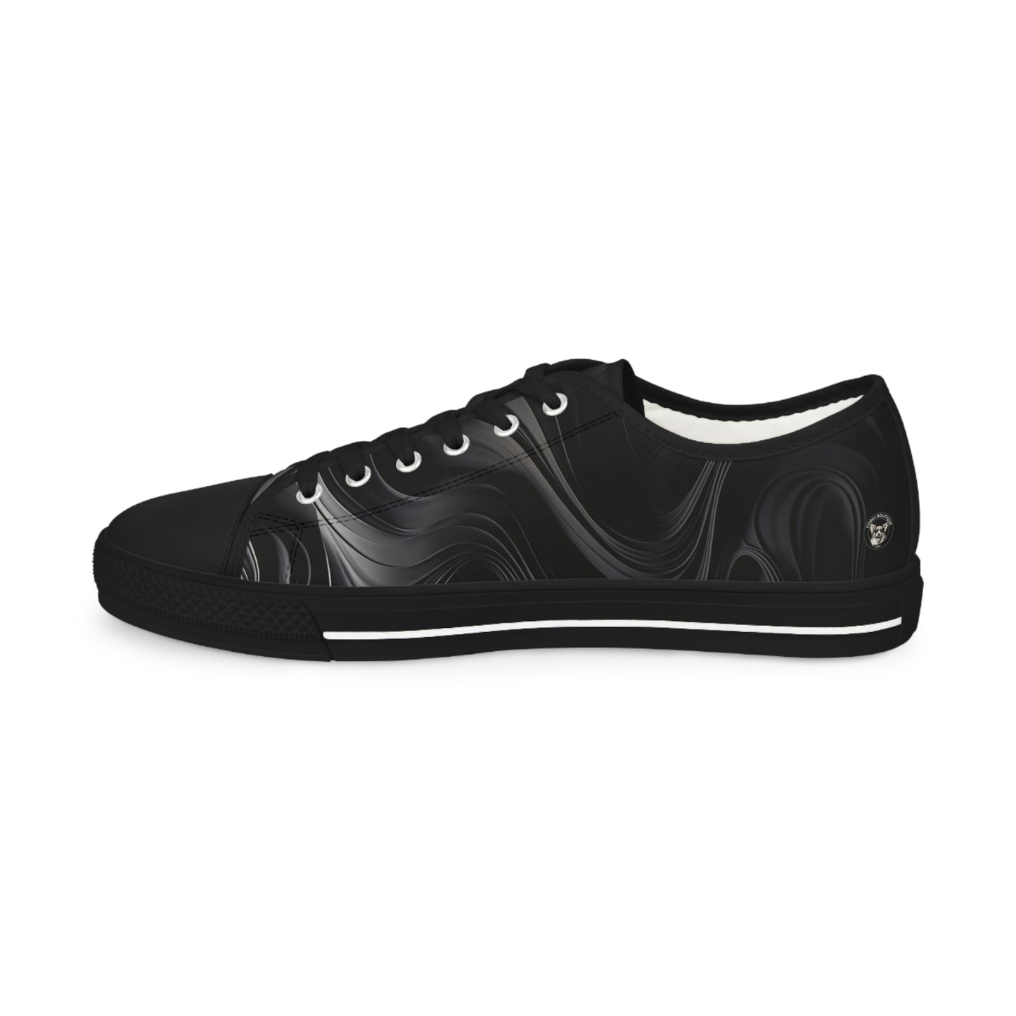 Corgi Potter Magic Wand Men's Low Top Casual Black Swirl Canvas Sneakers