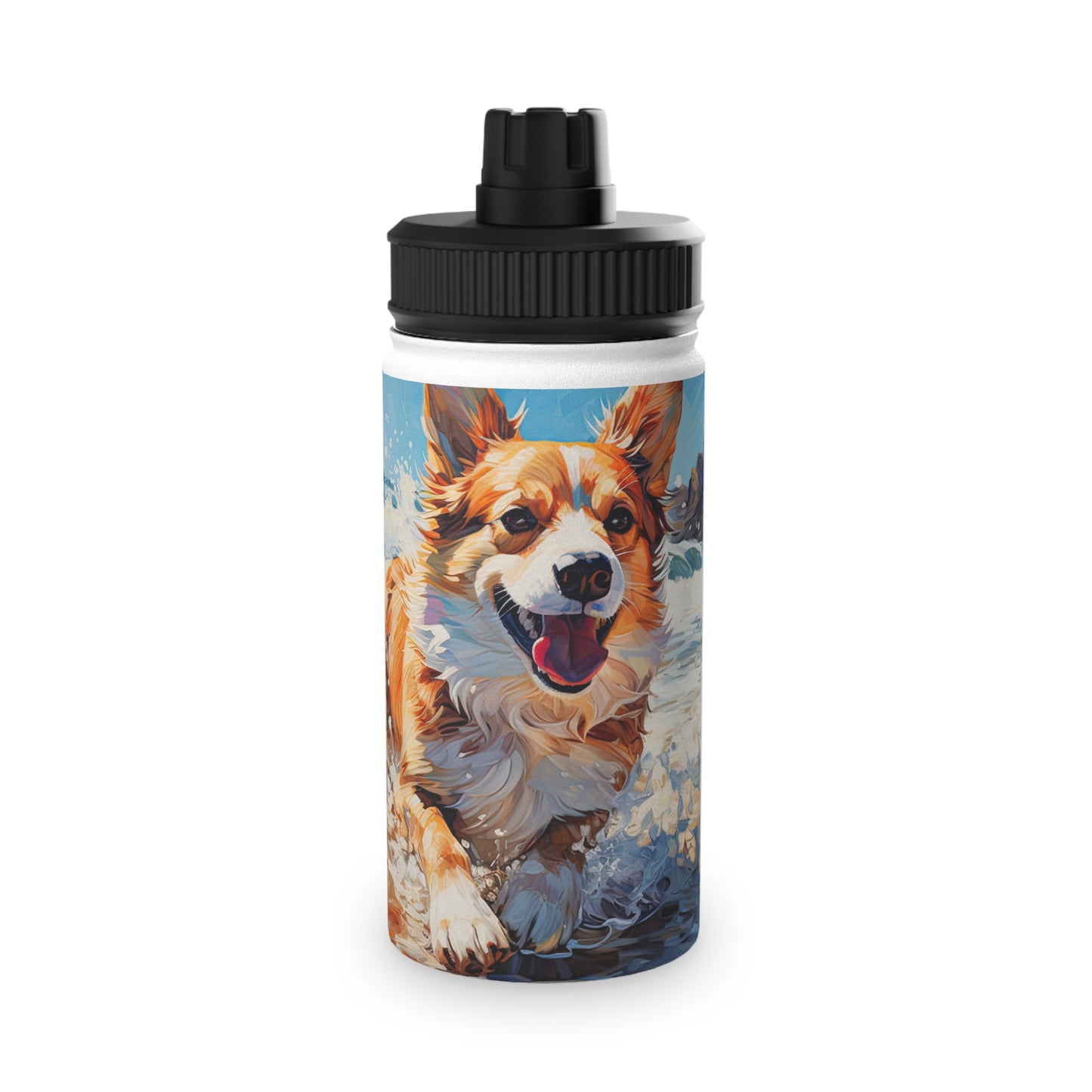 Coastal Corgi - Water Bottle with Sport Lid