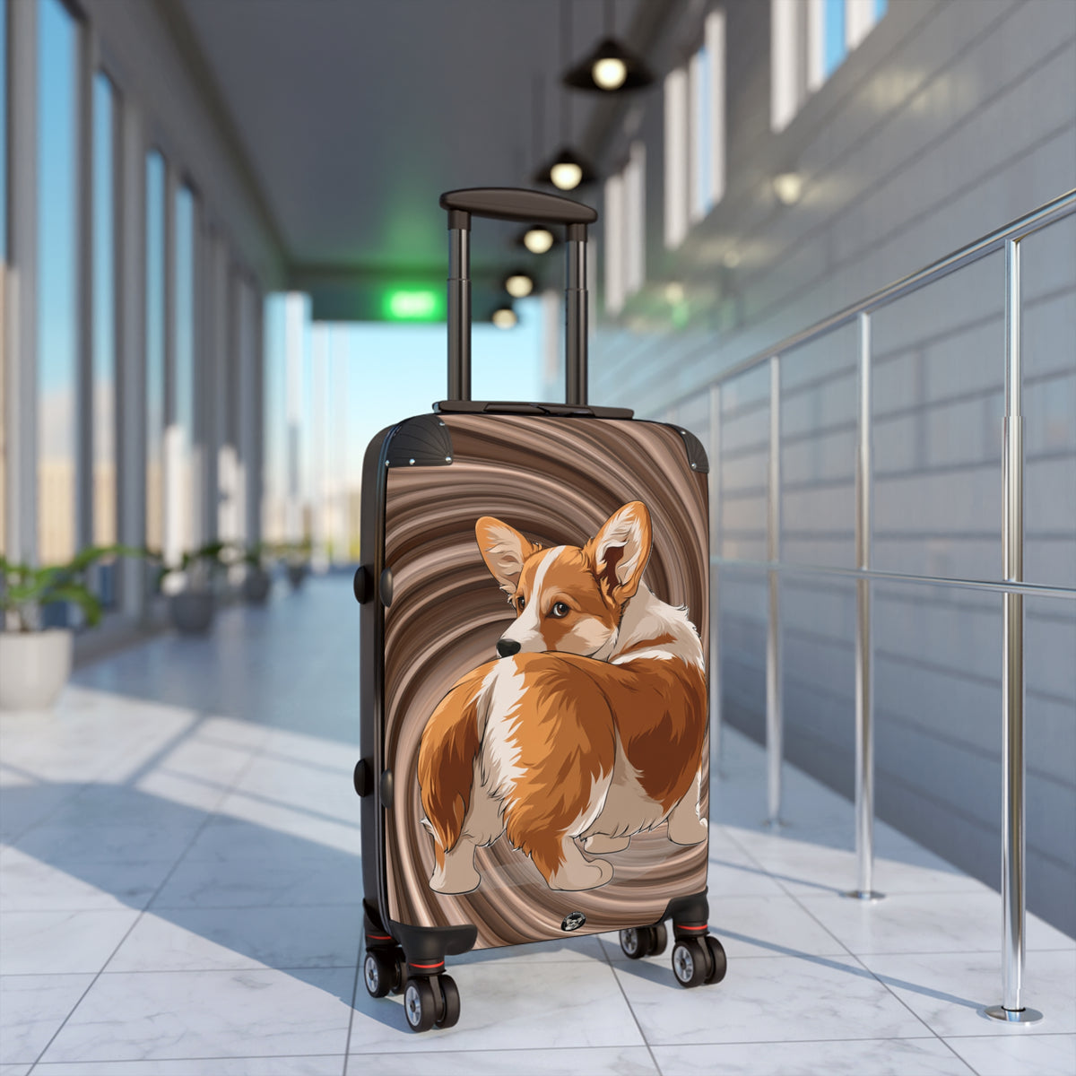Butt What? Talk To The Butt Contemptuous Corgi Suitcases – Swirling Brown Corgi Rolling Luggage