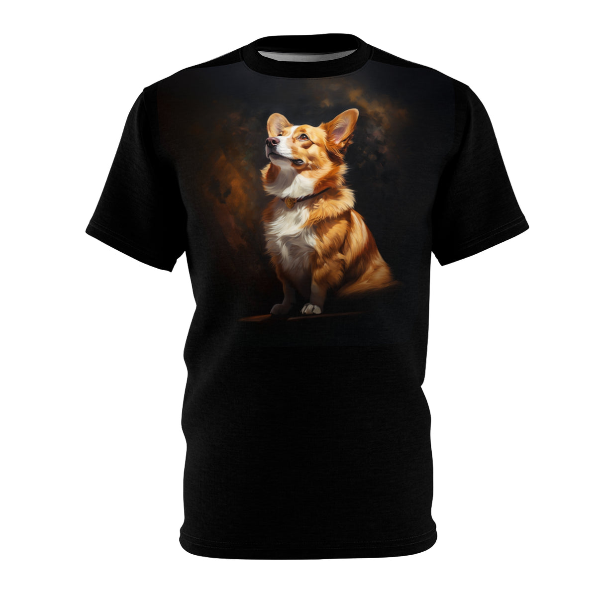 Pembroke Portrait Unisex Bold Designer Tee - Classic Corgi on Phantom Black