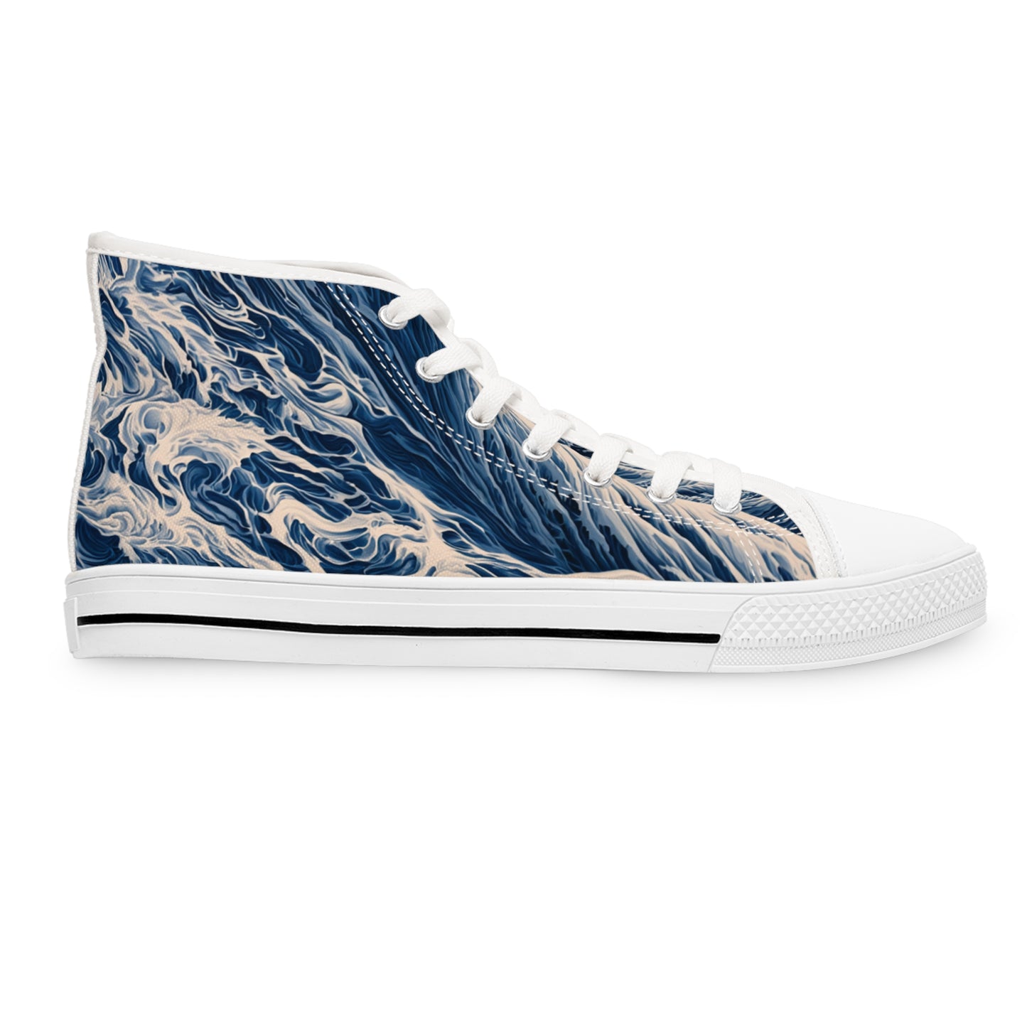 Coastal Corgi Big Blue Ocean Wave Women's High Top Casual Canvas Sneakers
