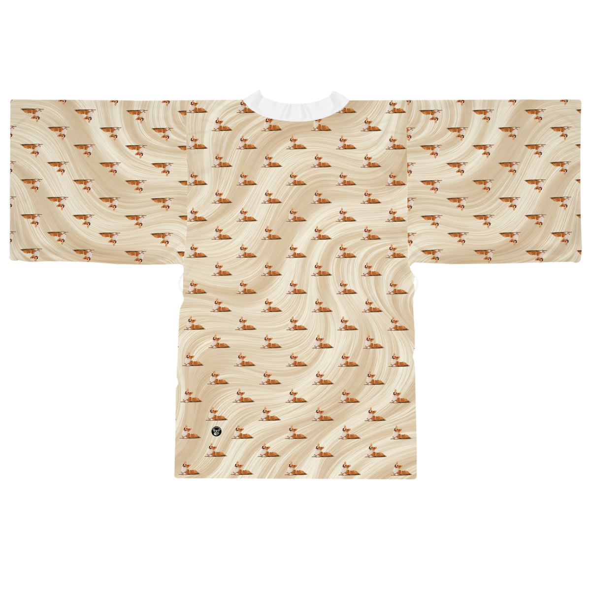 Giddy Sploot Kimono Robe - Creamy Champagne Corgi Housecoat