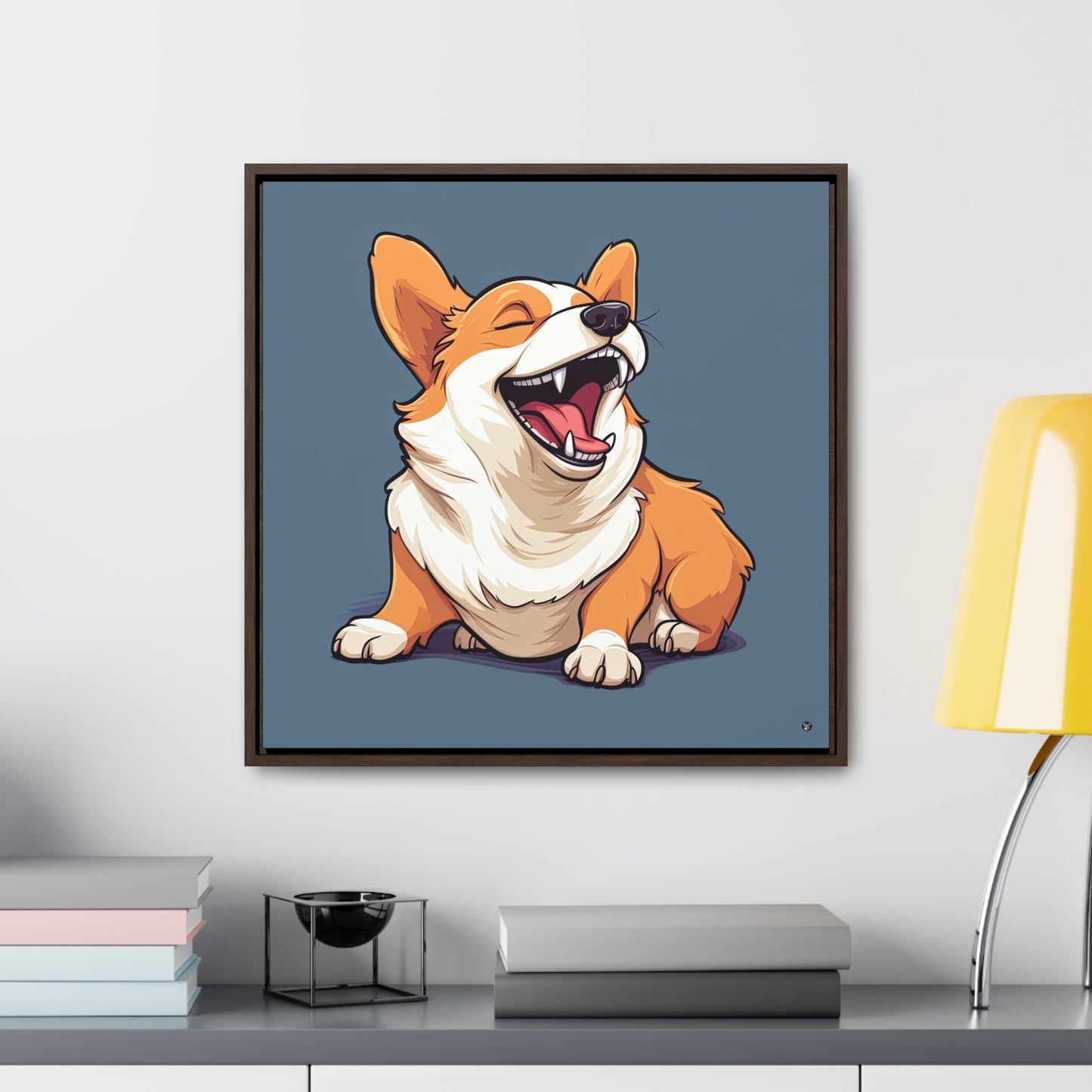 Comical Corgi - Framed on Canvas