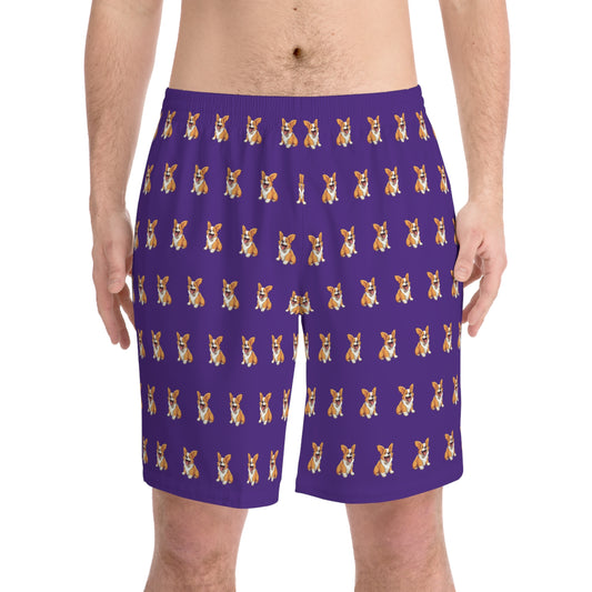 Jolly Jiggling Animated Corgi - Purple Board Shorts