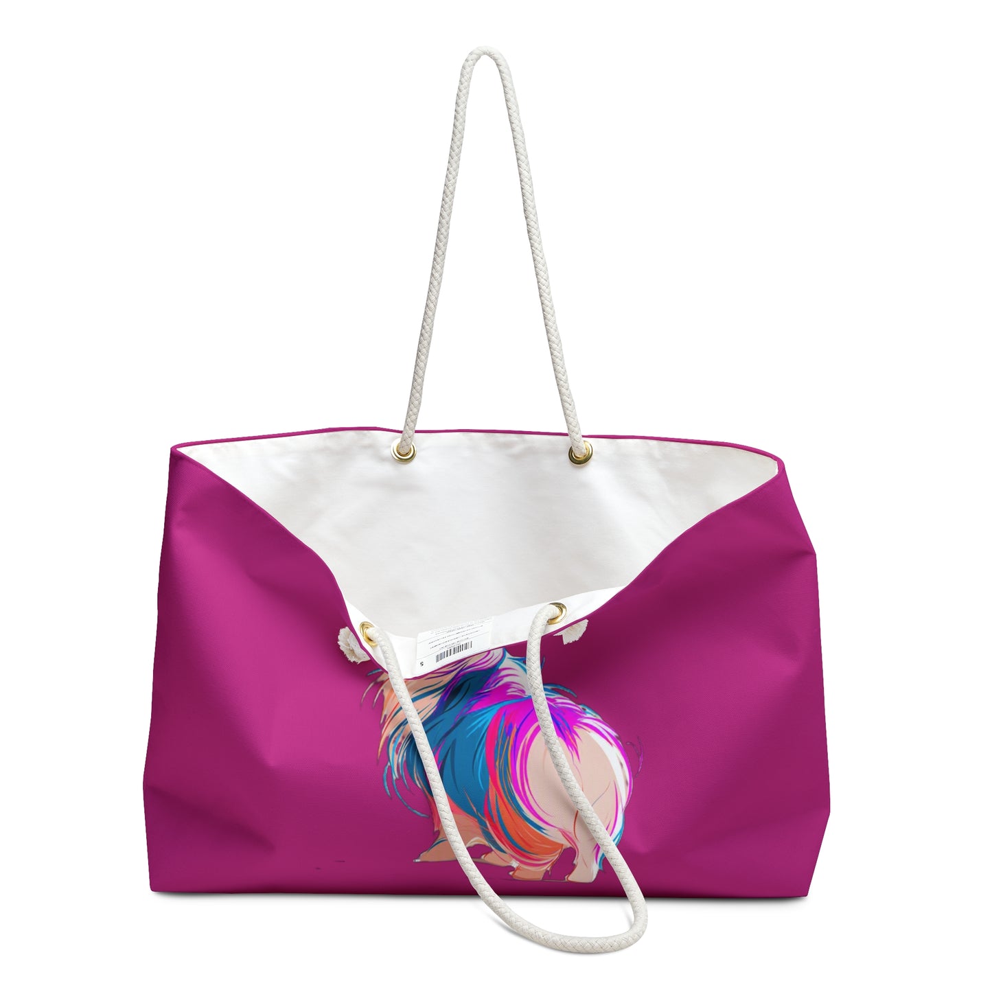 Party Pup Artistic Corgi Illustration Weekender Beach Bag – Fuchsia Corgi Travel Tote